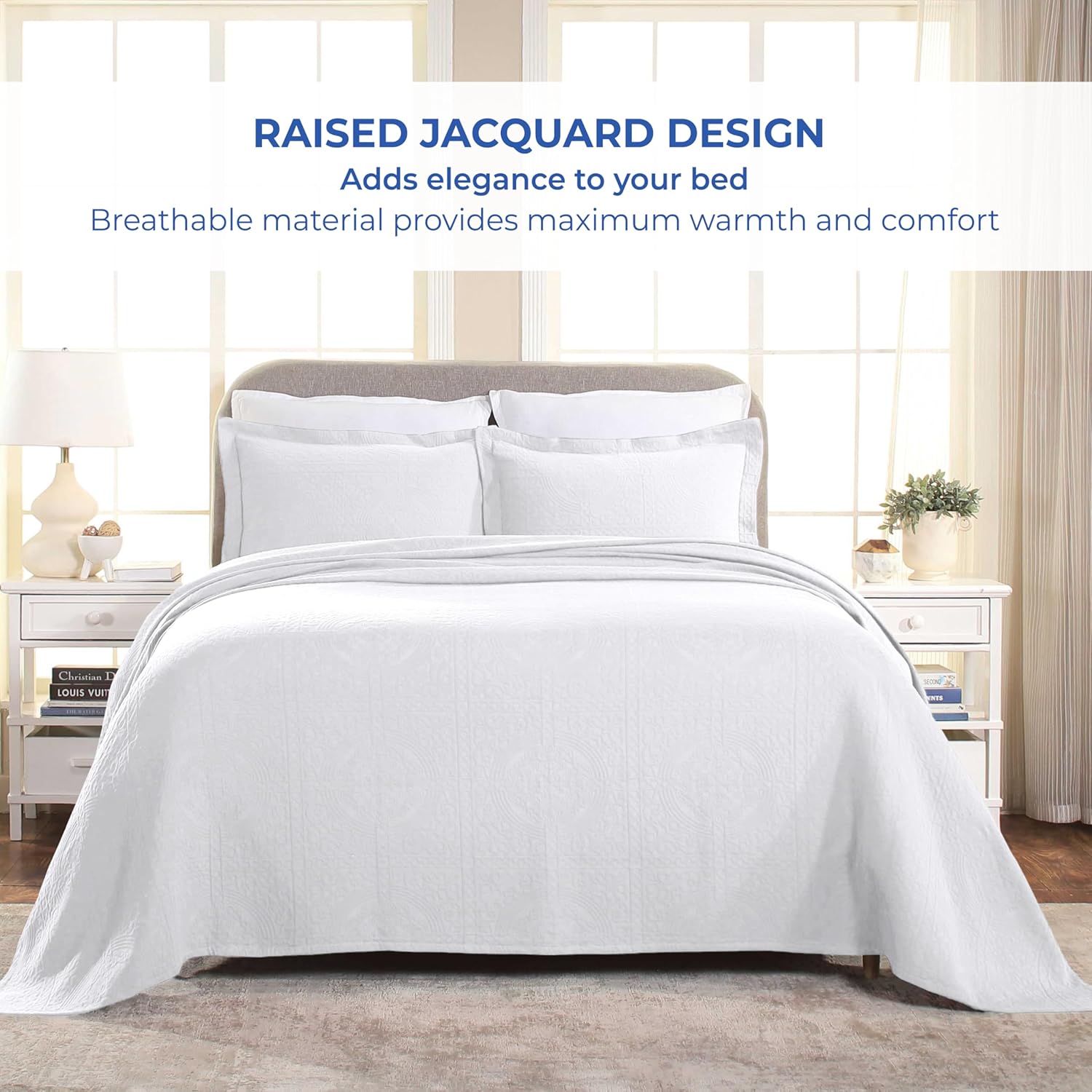 Superior Cotton Fleur De Lis Bedspread Set Full White 1
