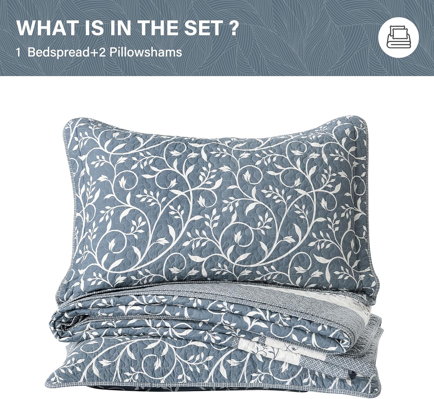 SahSahCasa 120x120 Cal King Reversible Bedspread Set 1