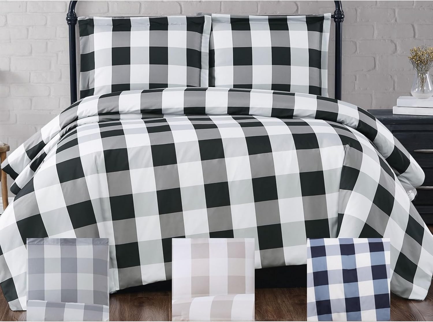 TRULY SOFT Navy Buffalo Plaid Twin XL Quilt Set