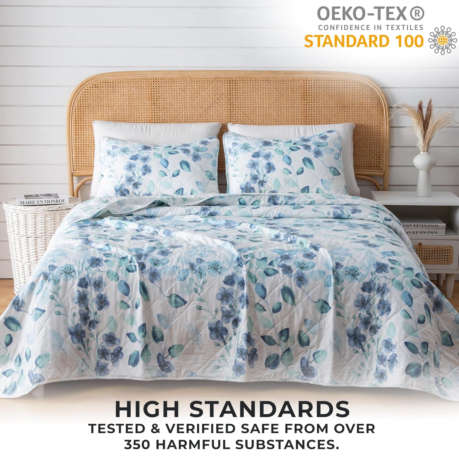 Great Bay Home Floral King Quilt Set with Shams