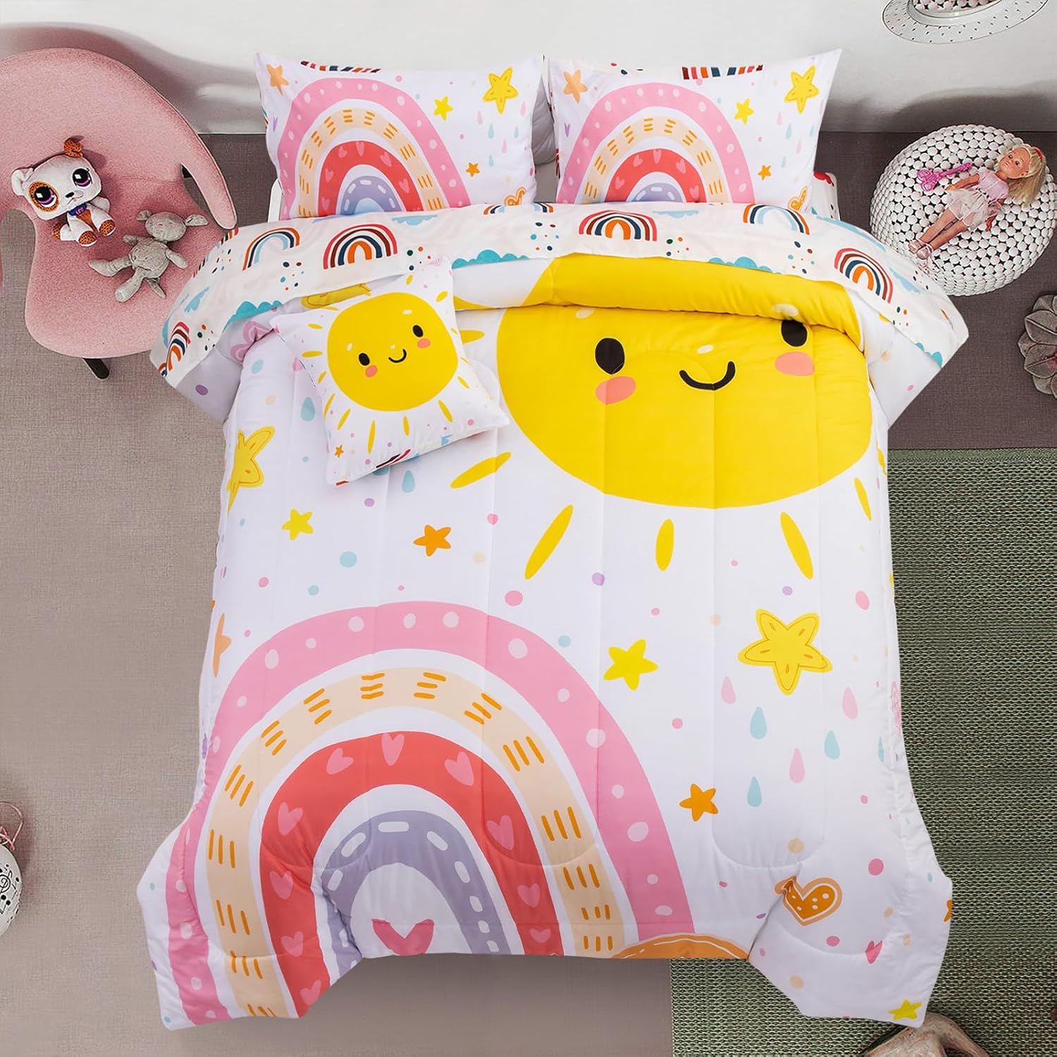 A Nice Night Cartoon Rainbow Comforter Set Twin