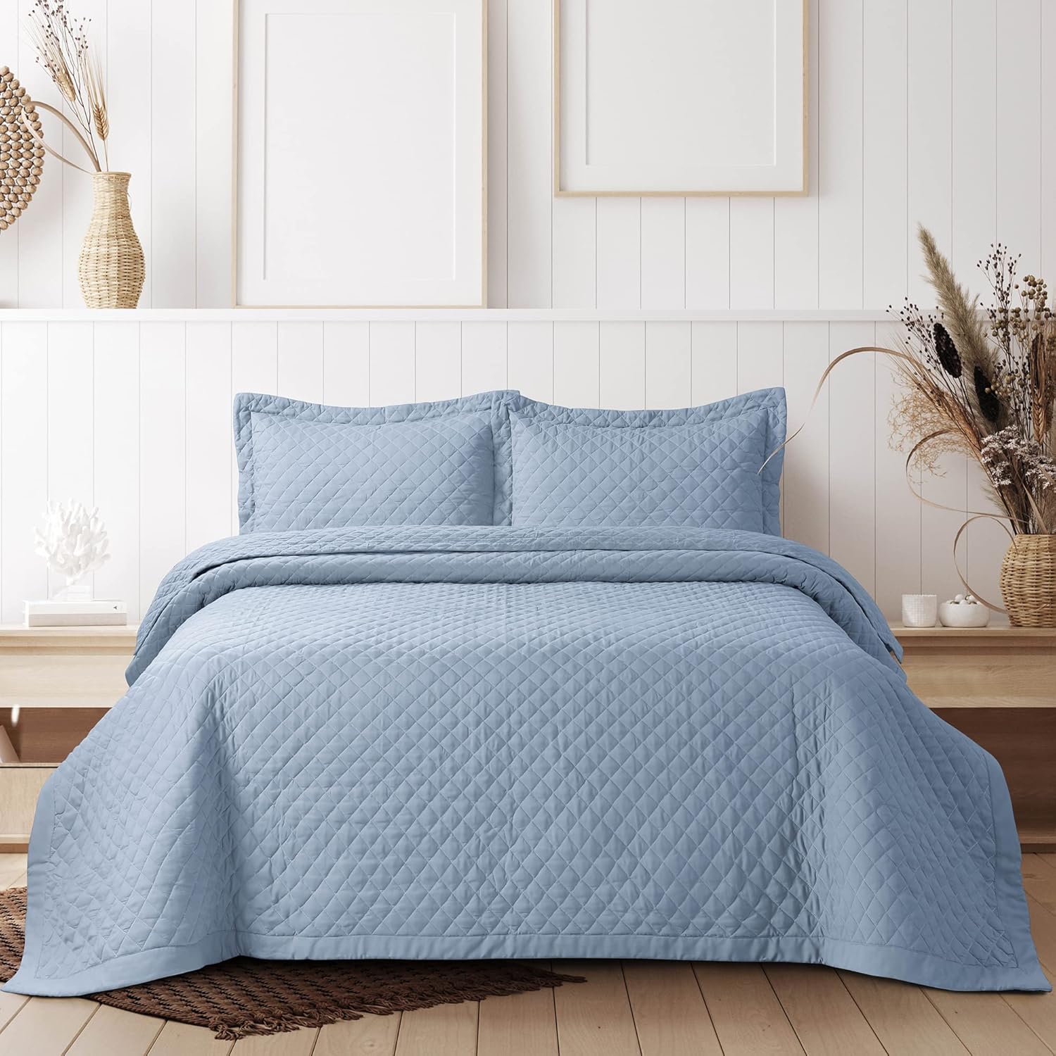 Tribeca Living Oxford Blue Quilt Bedding Set