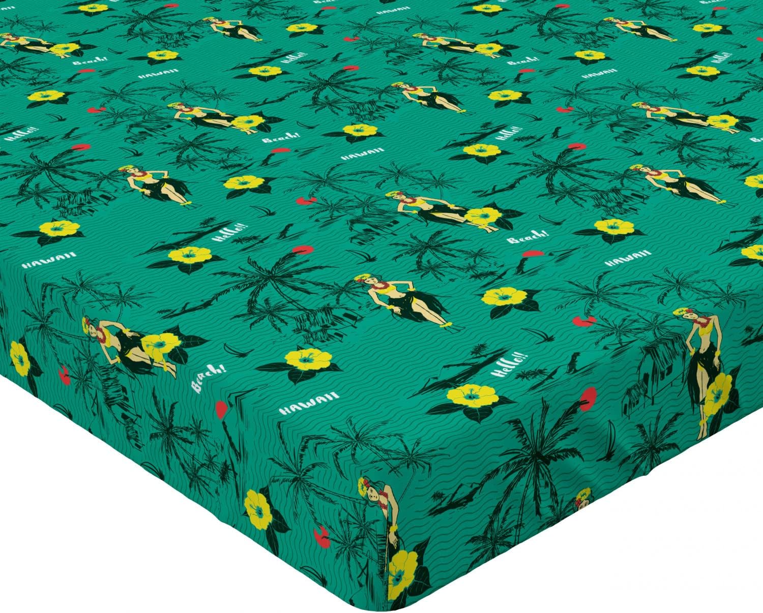 Ambesonne Hawaiian Fitted Sheet Set California King