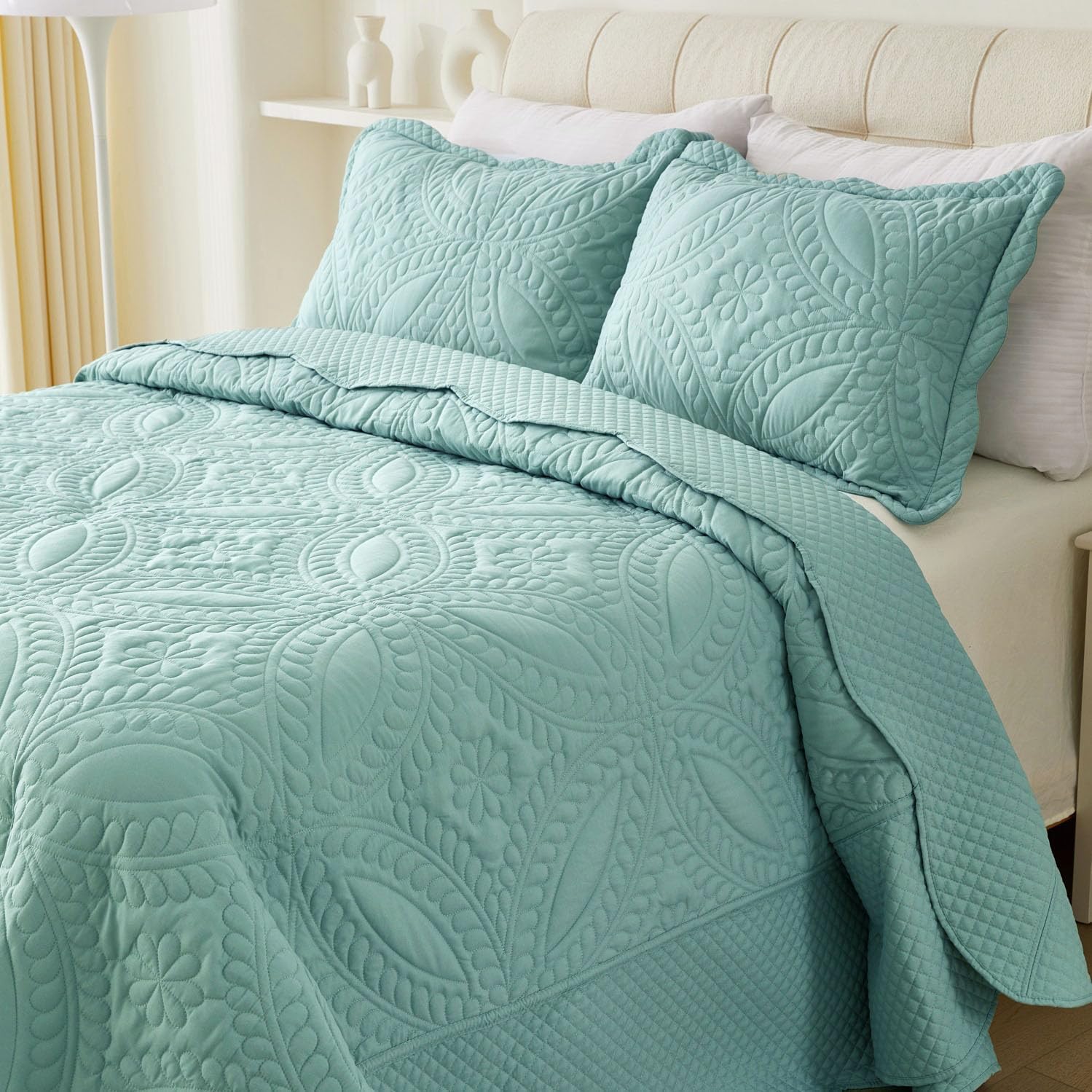 Cmfshape Oversize King Quilt Set 120x120 3 Piece Modern Coin Pattern