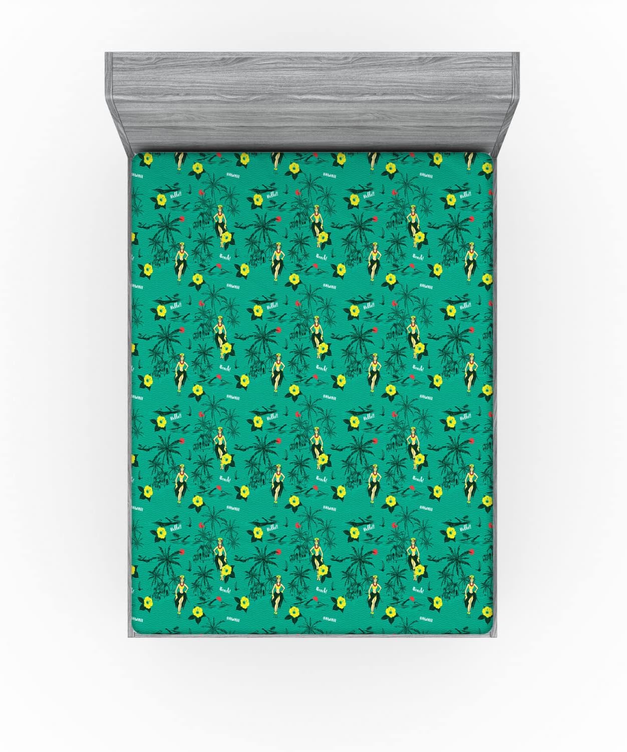 Ambesonne Hawaiian Fitted Sheet Set California King