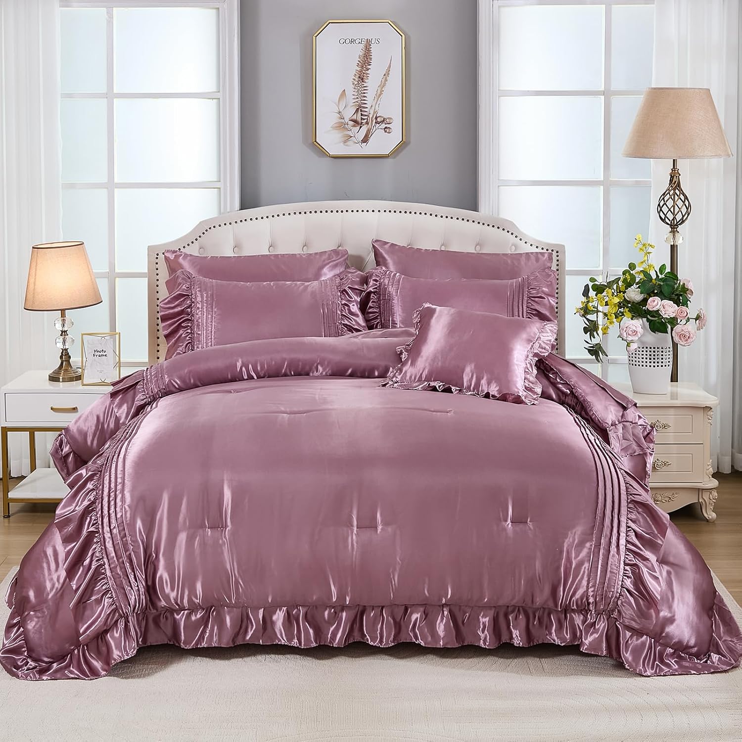 Luxury Satin Comforter Set 8-Piece Blush Pink