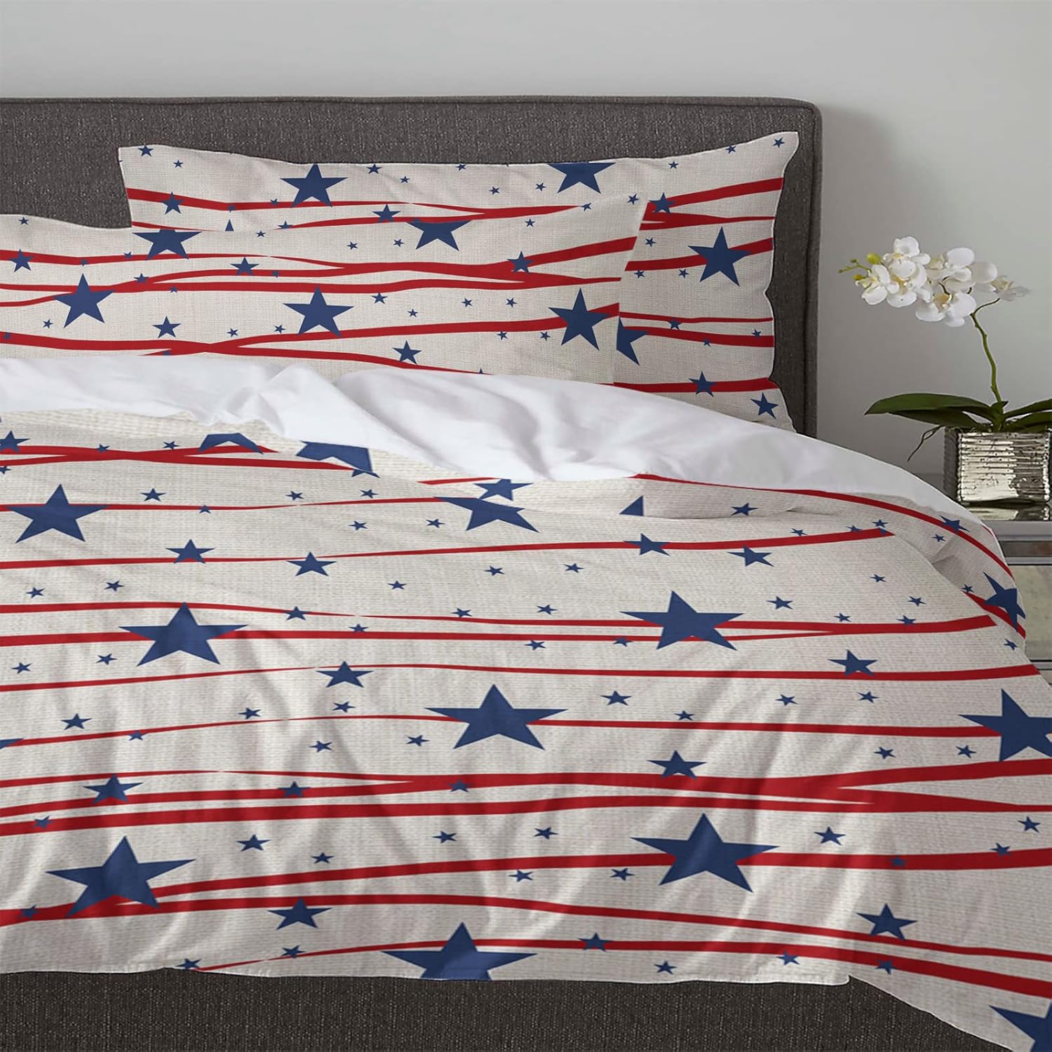 OComster 4th of July Cal King Duvet Cover Set