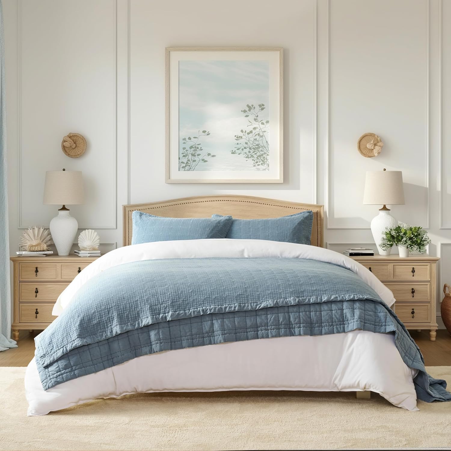 EVERGRACEHOME Stonewashed Cotton Quilt Set Full Queen Size