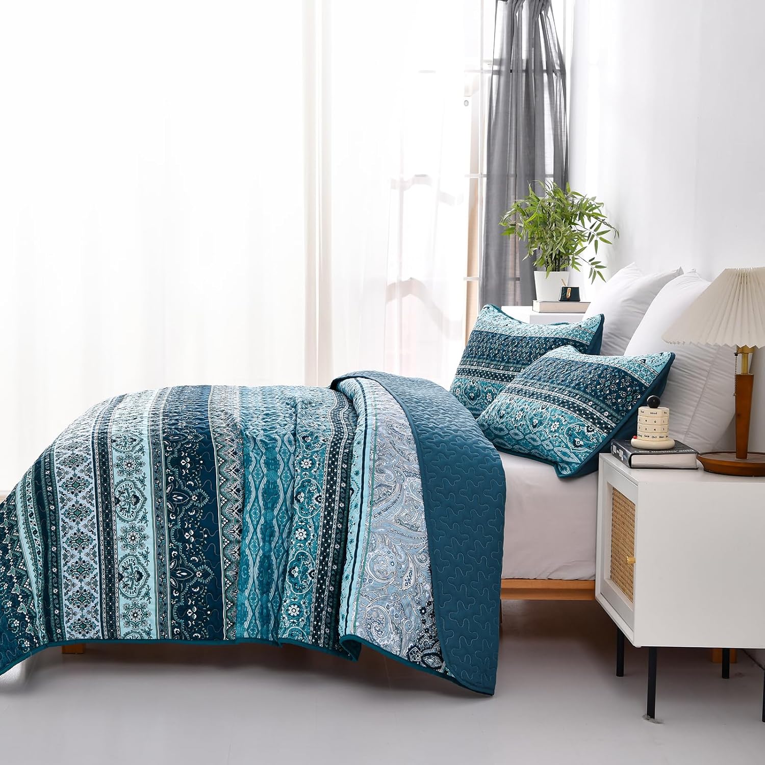 WONGS BEDDING Boho Quilt Set Cal King