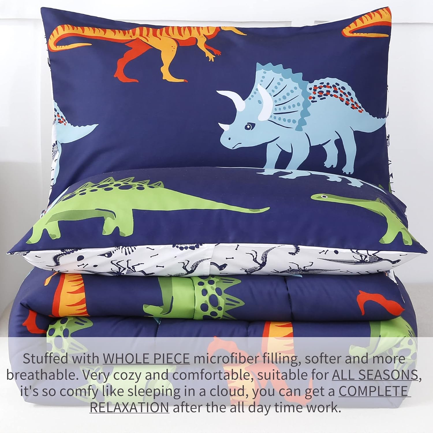 RYNGHIPY Dinosaur Comforter Set for Kids