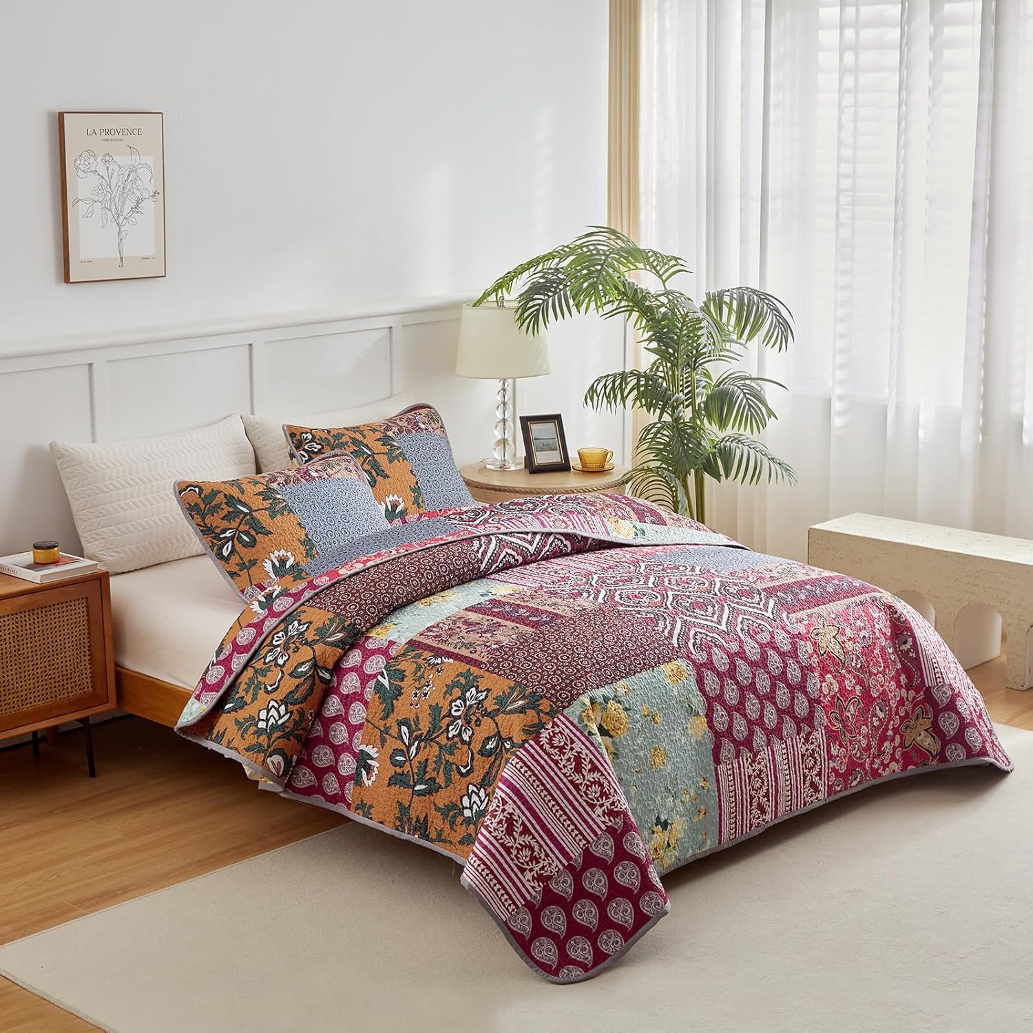 Flysheep 3-Piece Patchwork Quilt Set QueenFull Size