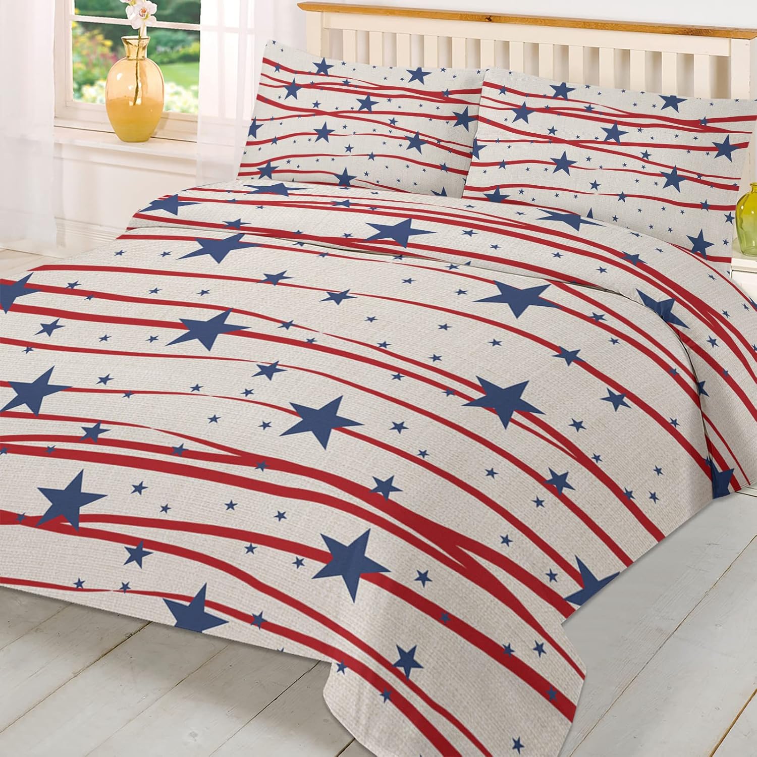 OComster 4th of July Cal King Duvet Cover Set