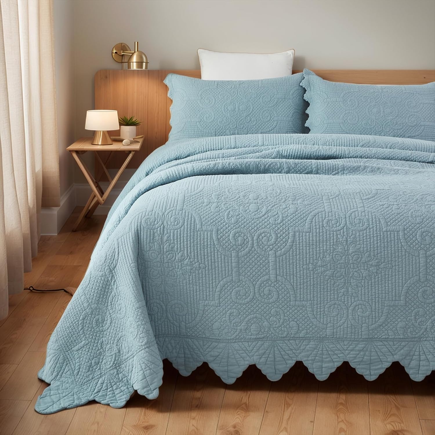Brandream Queen Size Quilt Set 3-Piece 100 Cotton