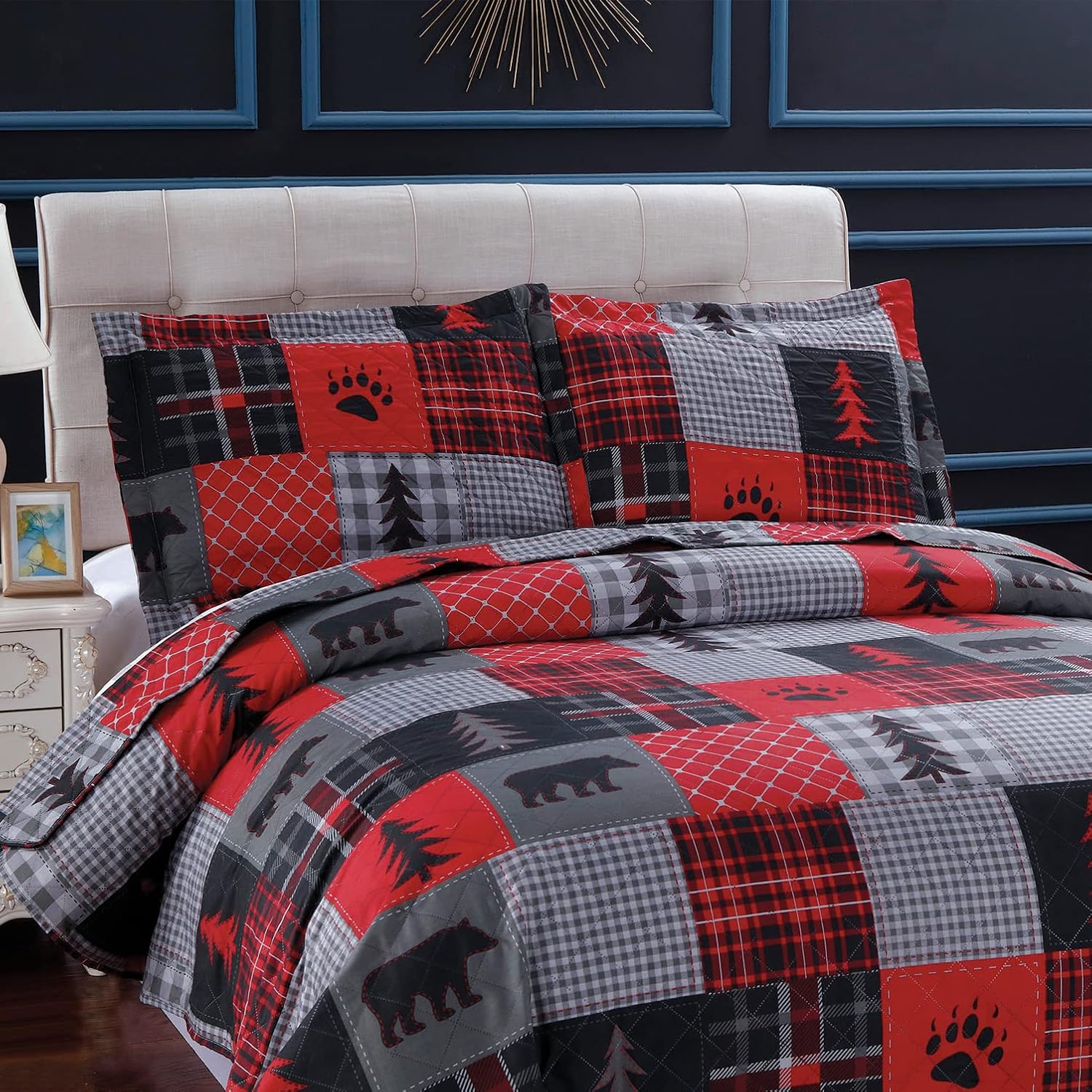 MINCHI King Size Bear Quilt Set with Pillowshams