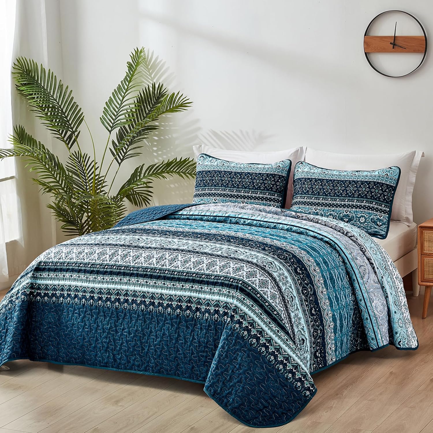 WONGS BEDDING Boho Quilt Set Cal King