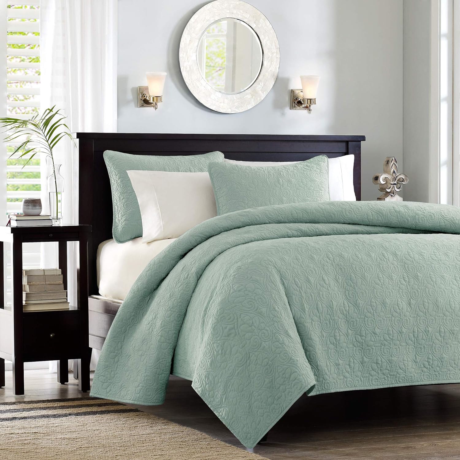 Madison Park Quebec Dusty Pale Seafoam 3-Piece Quilted King Coverlet Set