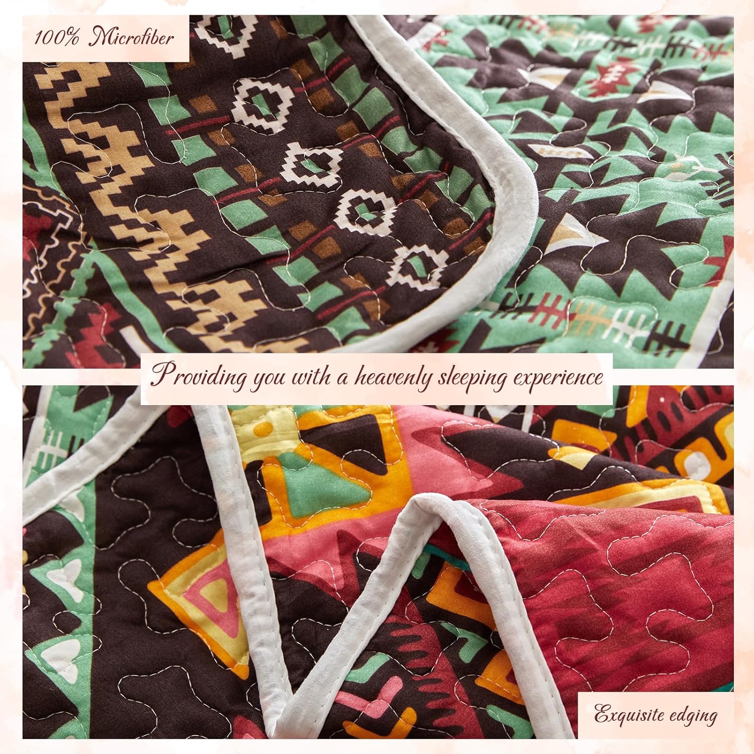 3 Piece Bohemian Quilt Set California King Size 1