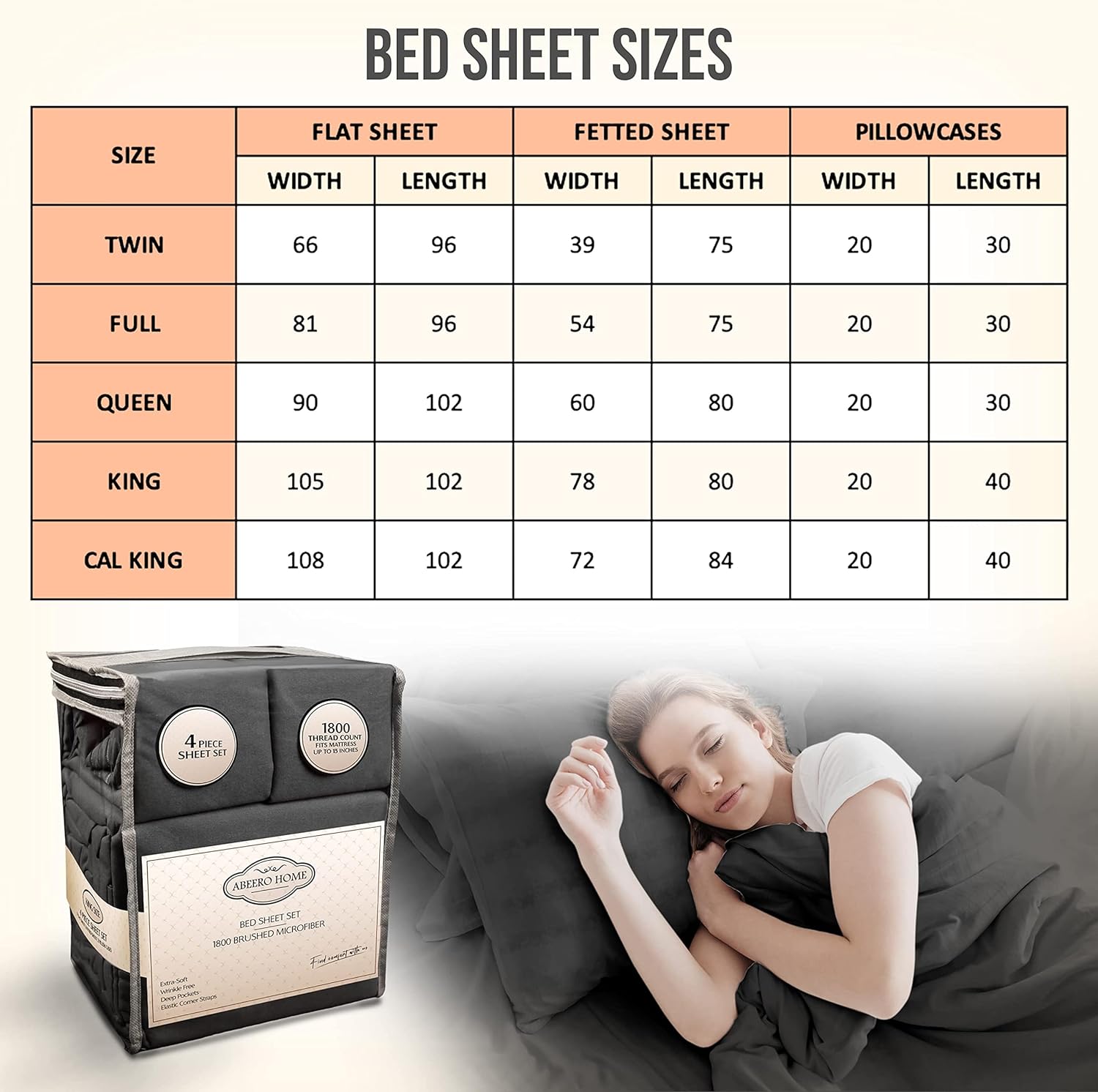 Abeero Home Full Size Cooling Microfiber Sheet Set