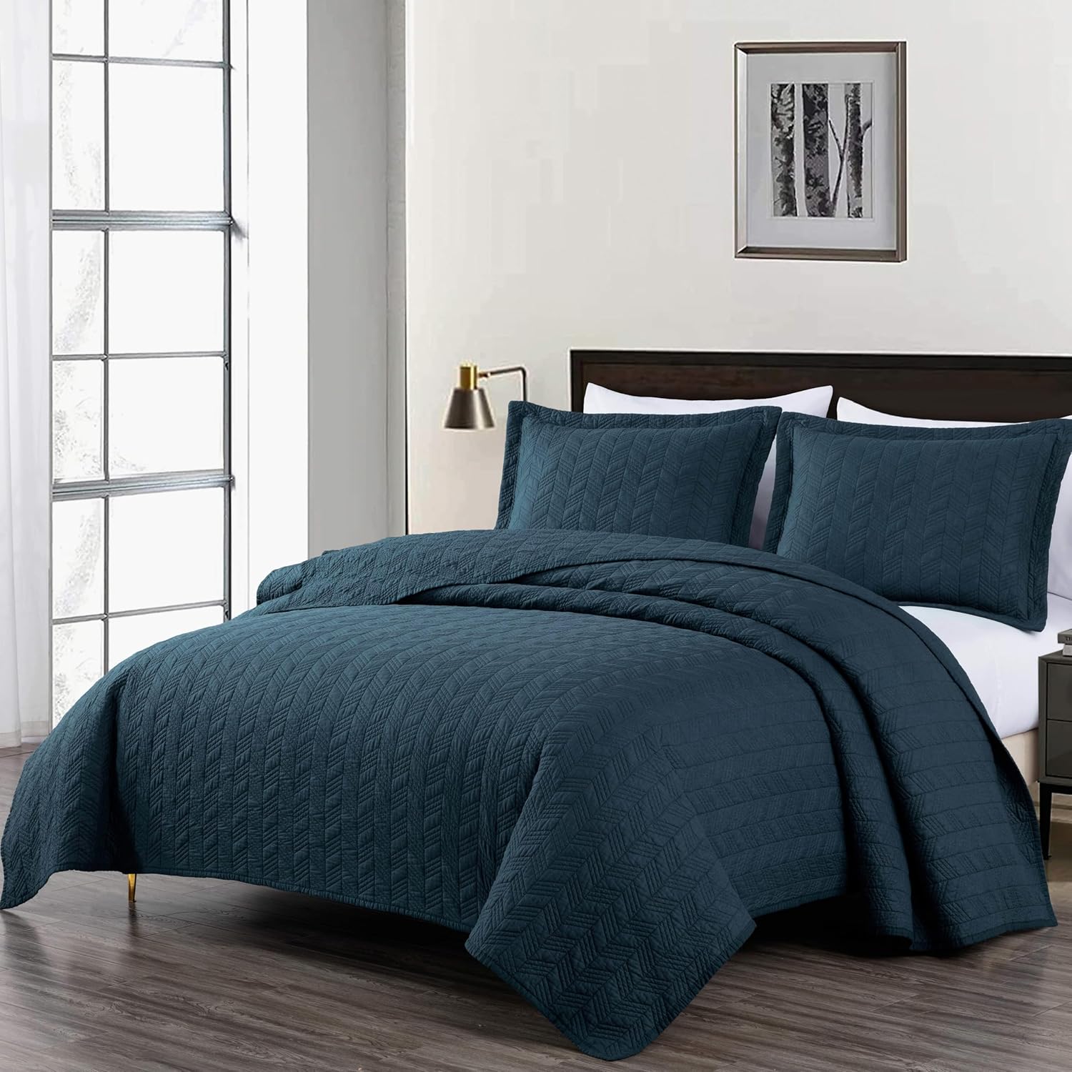 Chezmoi Collection Roswell 3-Piece Cotton Quilt Set King Size