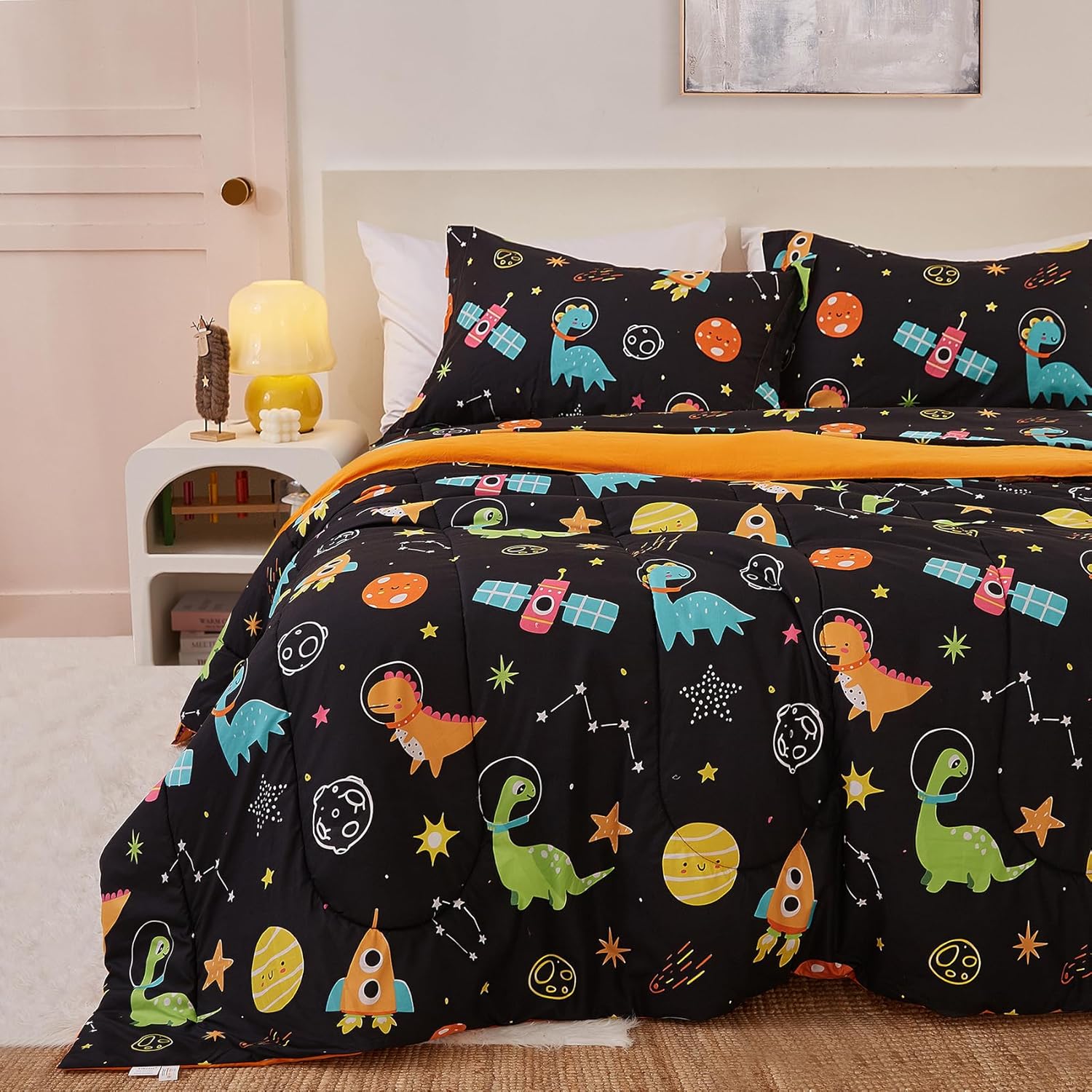 Yibeizi Space Dinosaur Kids Comforter Set for Boys Twin