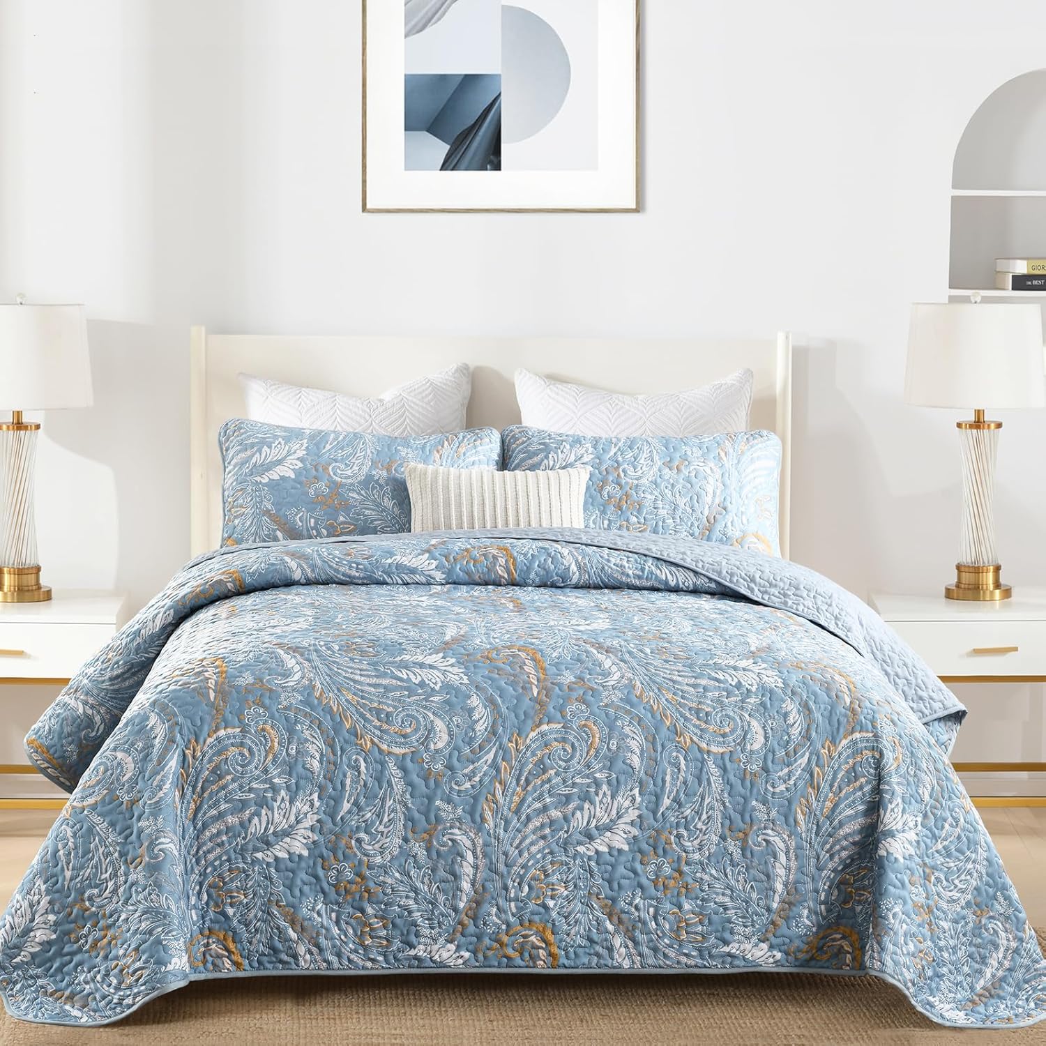 WONGS BEDDING Boho Quilt Set Queen 3 Pieces