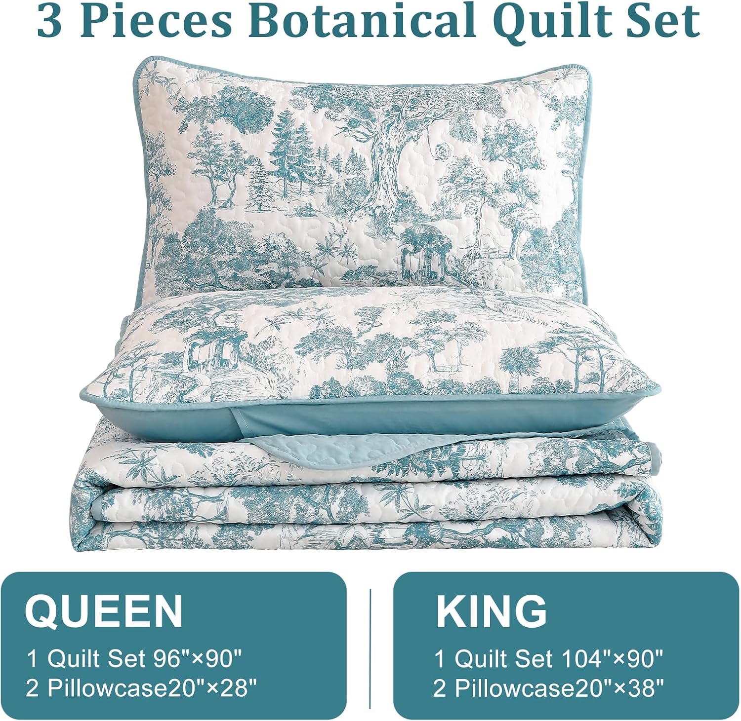 WONGS BEDDING Botanical Quilt Set King Size