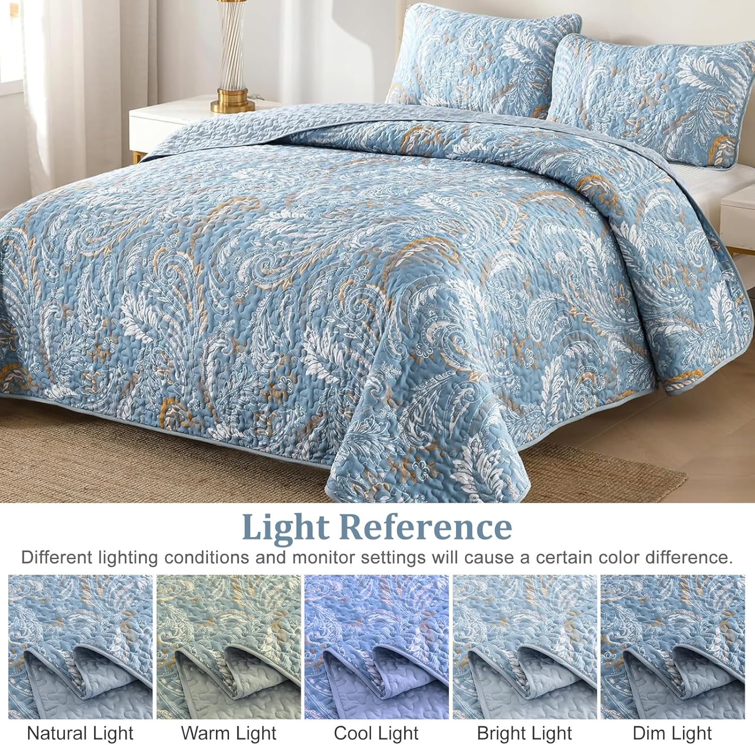 WONGS BEDDING Boho Quilt Set Queen 3 Pieces