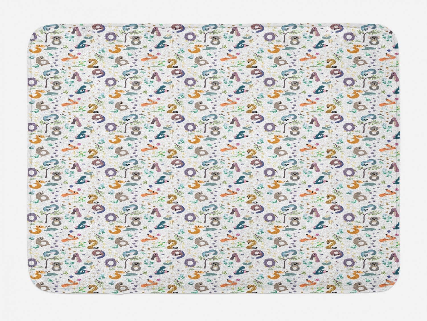 Ambesonne Forest Bath Mat with Animals Numbers Plush