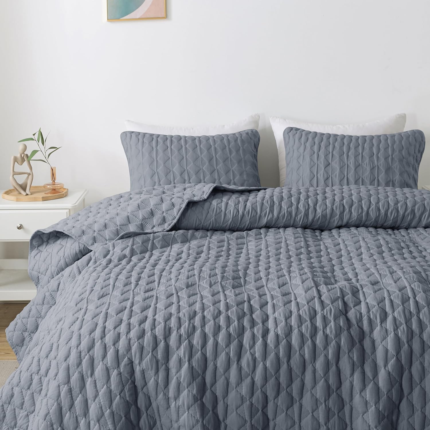 WDCOZY Blue Twin Bedding Set with 1 Pillow Sham