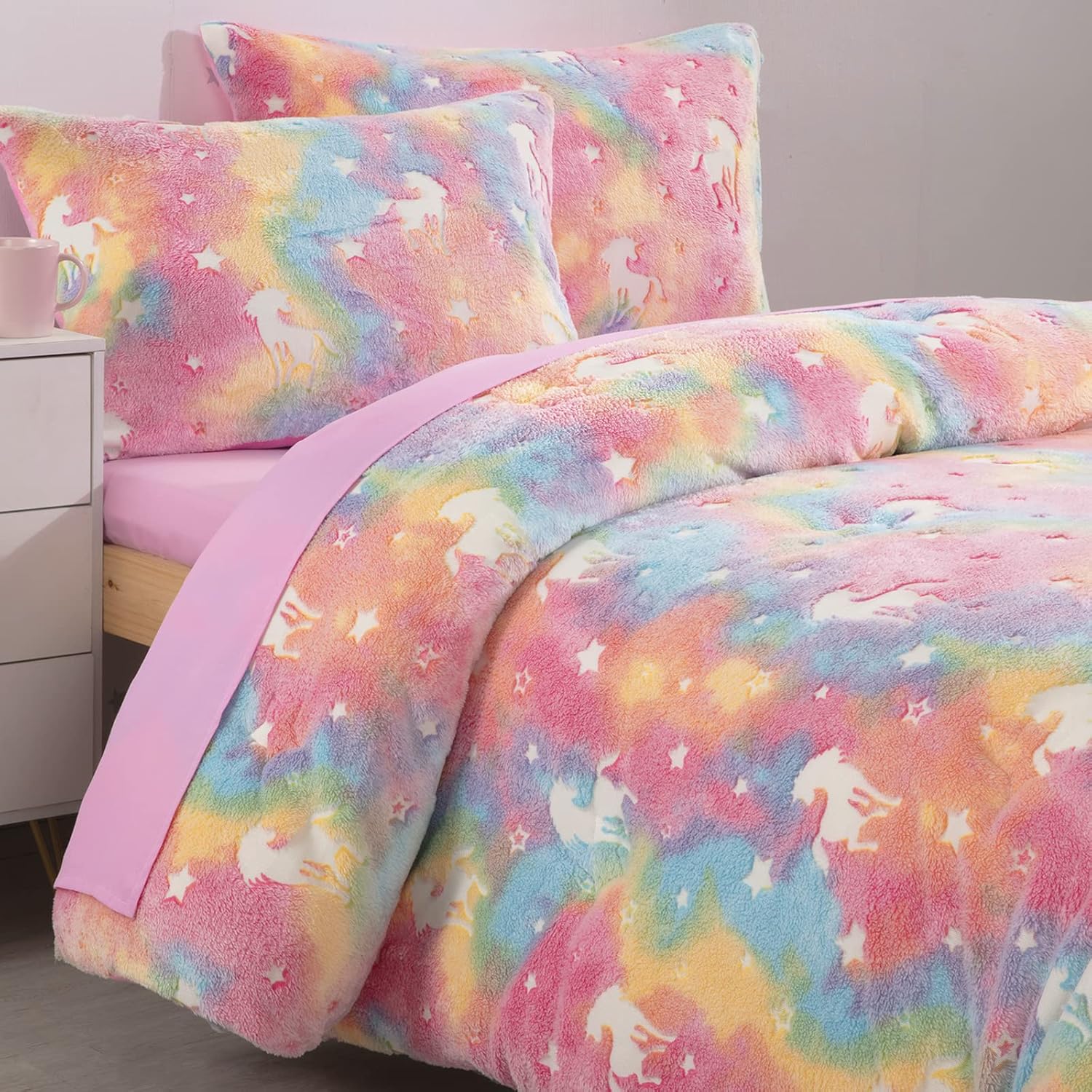 HOMBYS Glow in the Dark Comforter Set 5 Piece TwinTwin XL