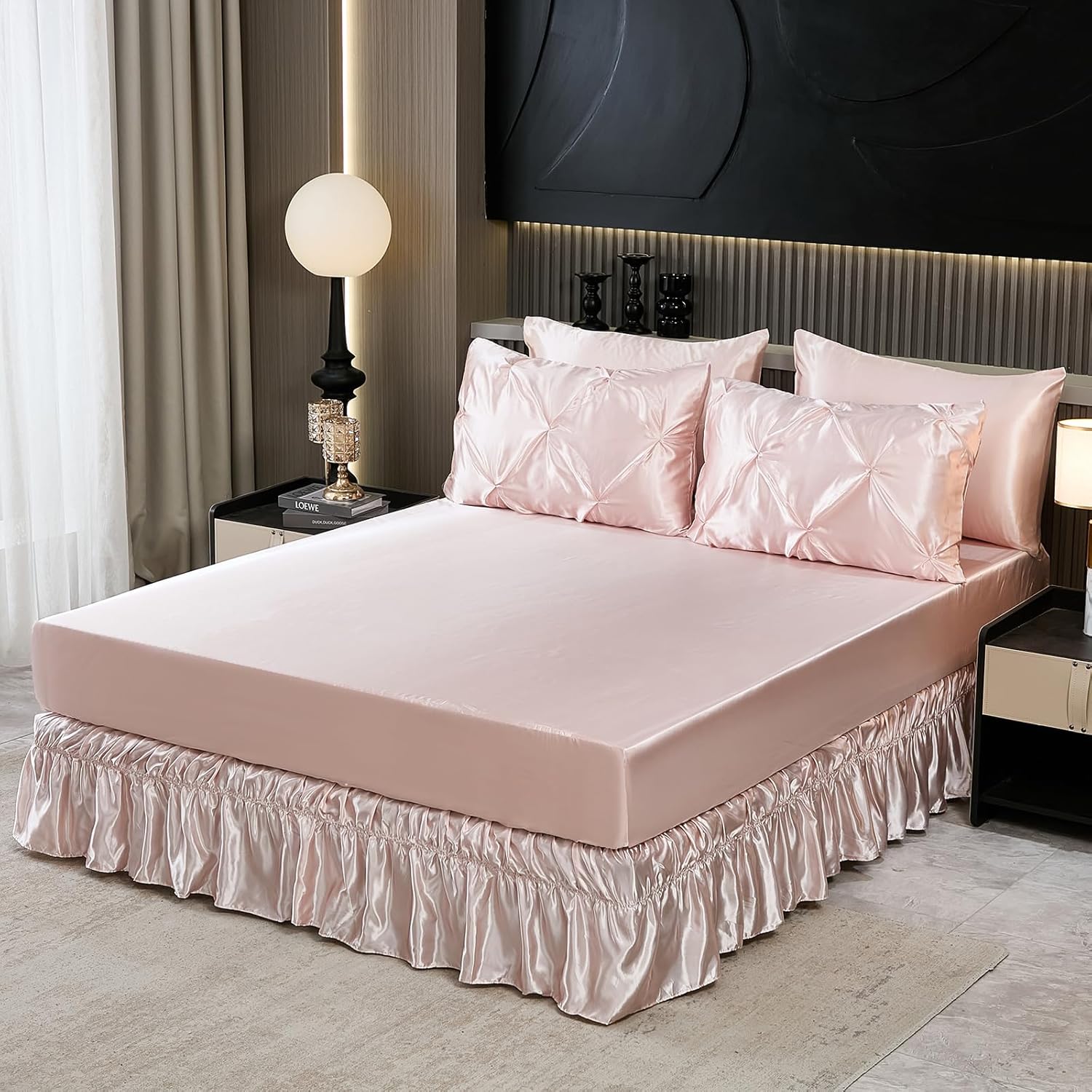 Bedbay Pink Satin King Comforter Set 10-Piece