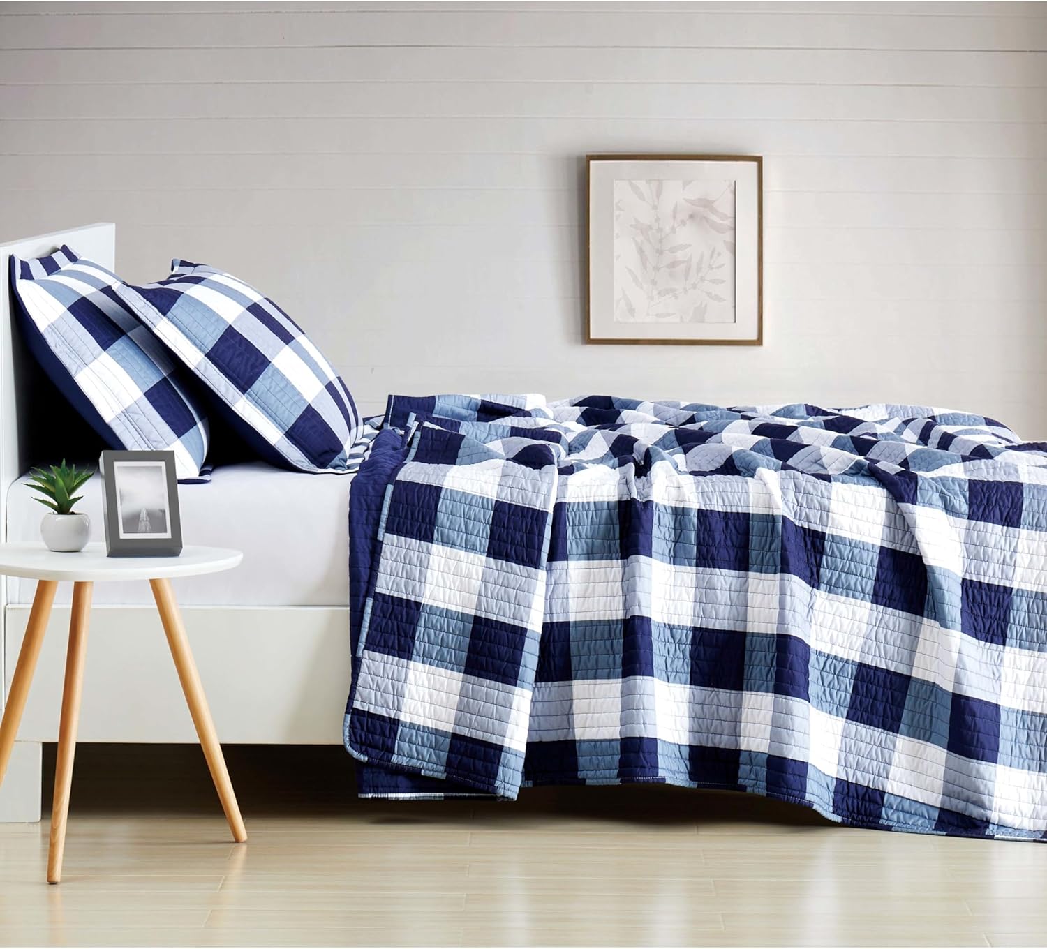 TRULY SOFT Navy Buffalo Plaid Twin XL Quilt Set
