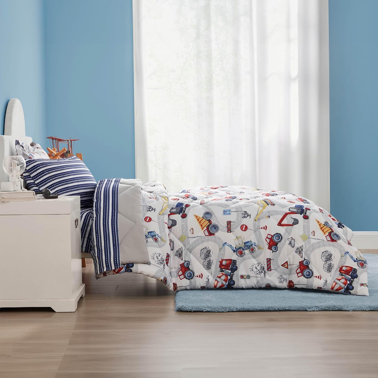 Truck Twin Comforter Set for Boys 5 Piece