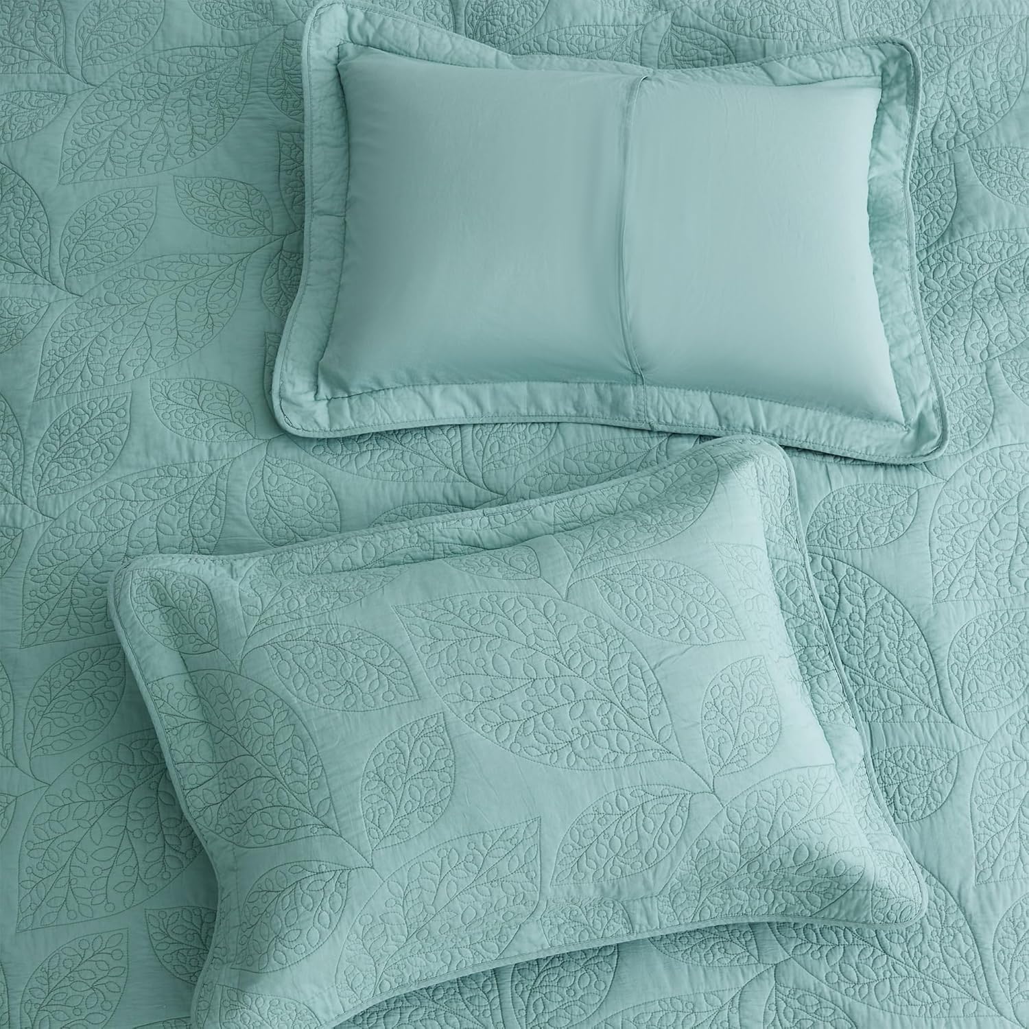 CHIXIN Botanical Cotton Quilt Queen Size - Seaglass
