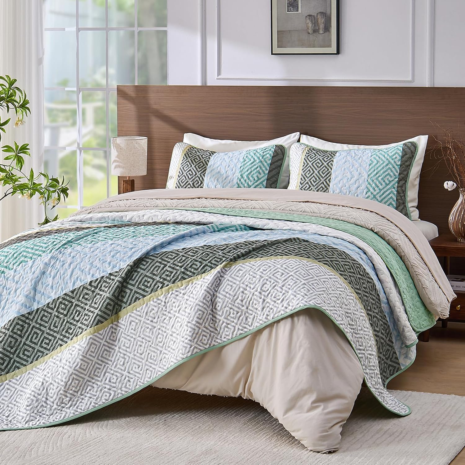 WONGS BEDDING King Size Quilt Set with 3 Pieces