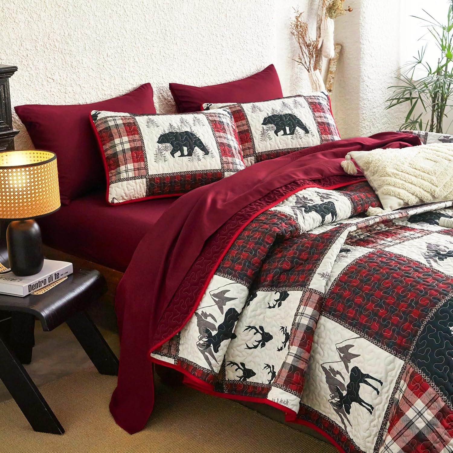 Wake In Cloud Rustic Quilt Set King Size 3 Pieces