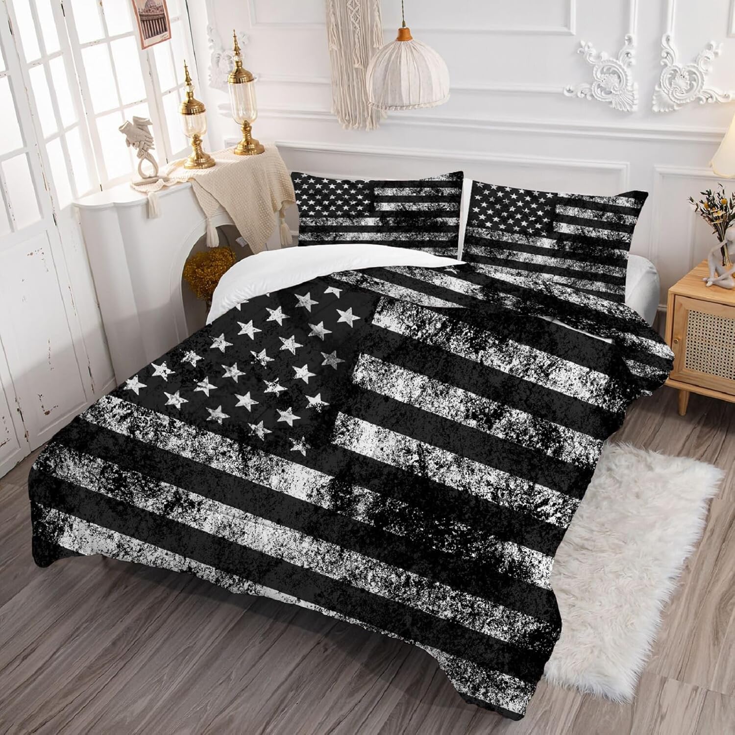 Kxry USA Flag Comforter Set Queen Size 1