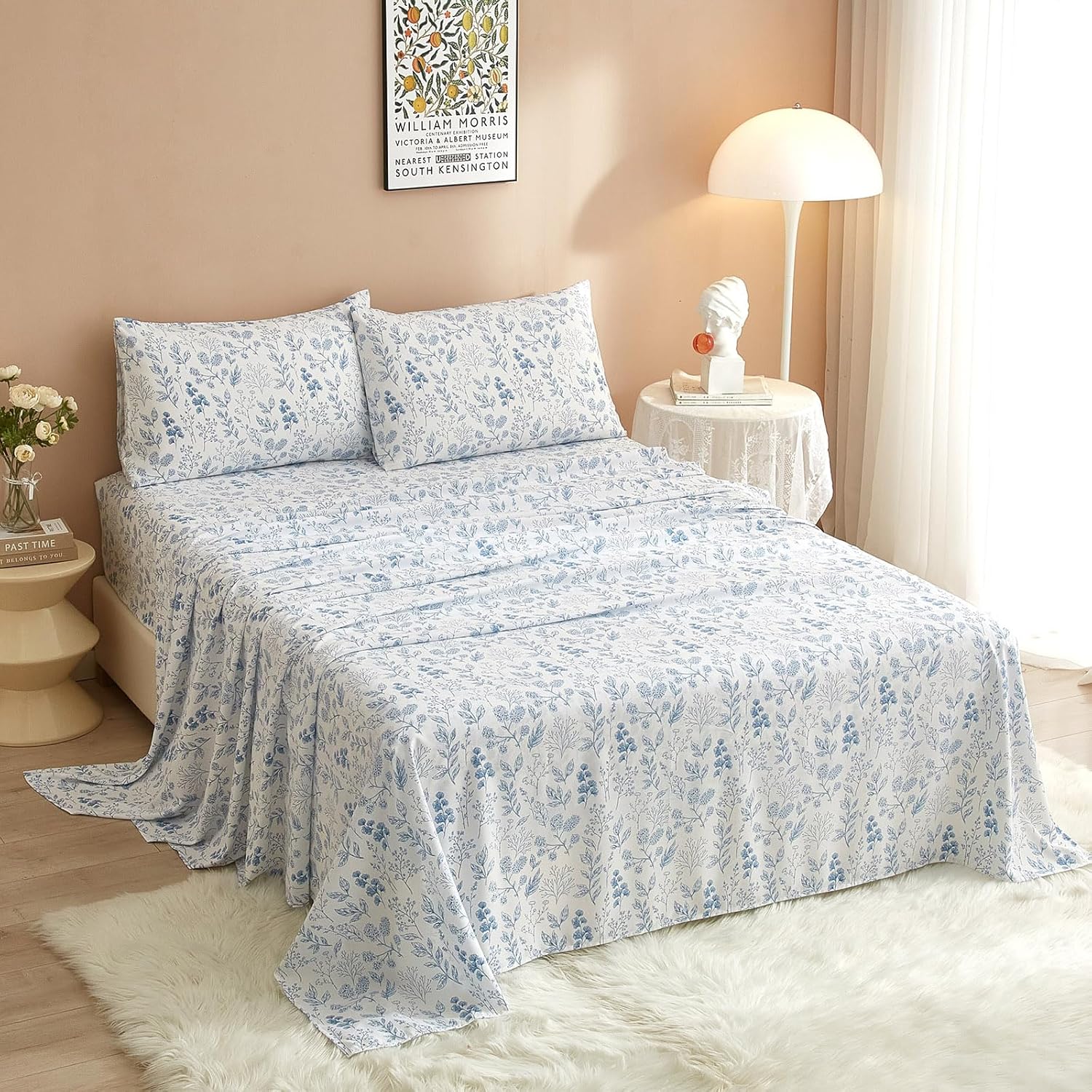 LifeTB California King Floral Sheets Set 4 Piece 1
