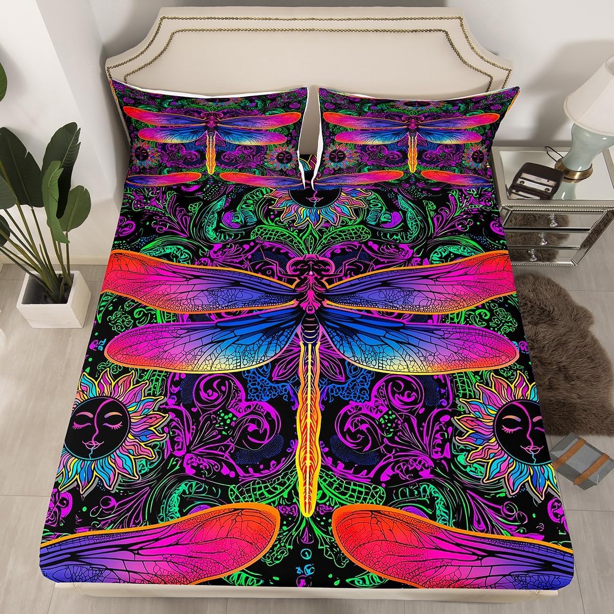 Erosebridal Dragonfly Bohemian Twin Sheet Set