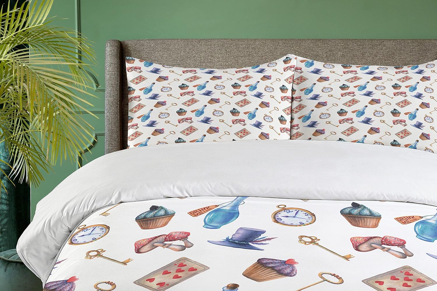 Ambesonne Alice in Wonderland Duvet Cover Set Ceil Blue