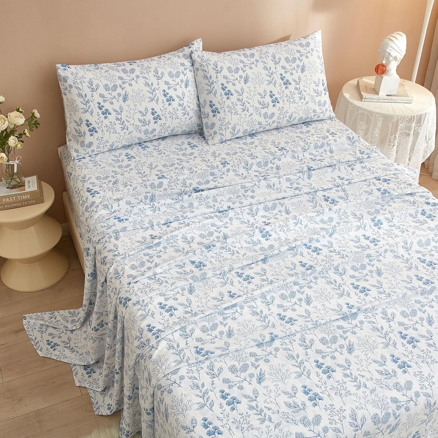 LifeTB California King Floral Sheets Set 4 Piece 1