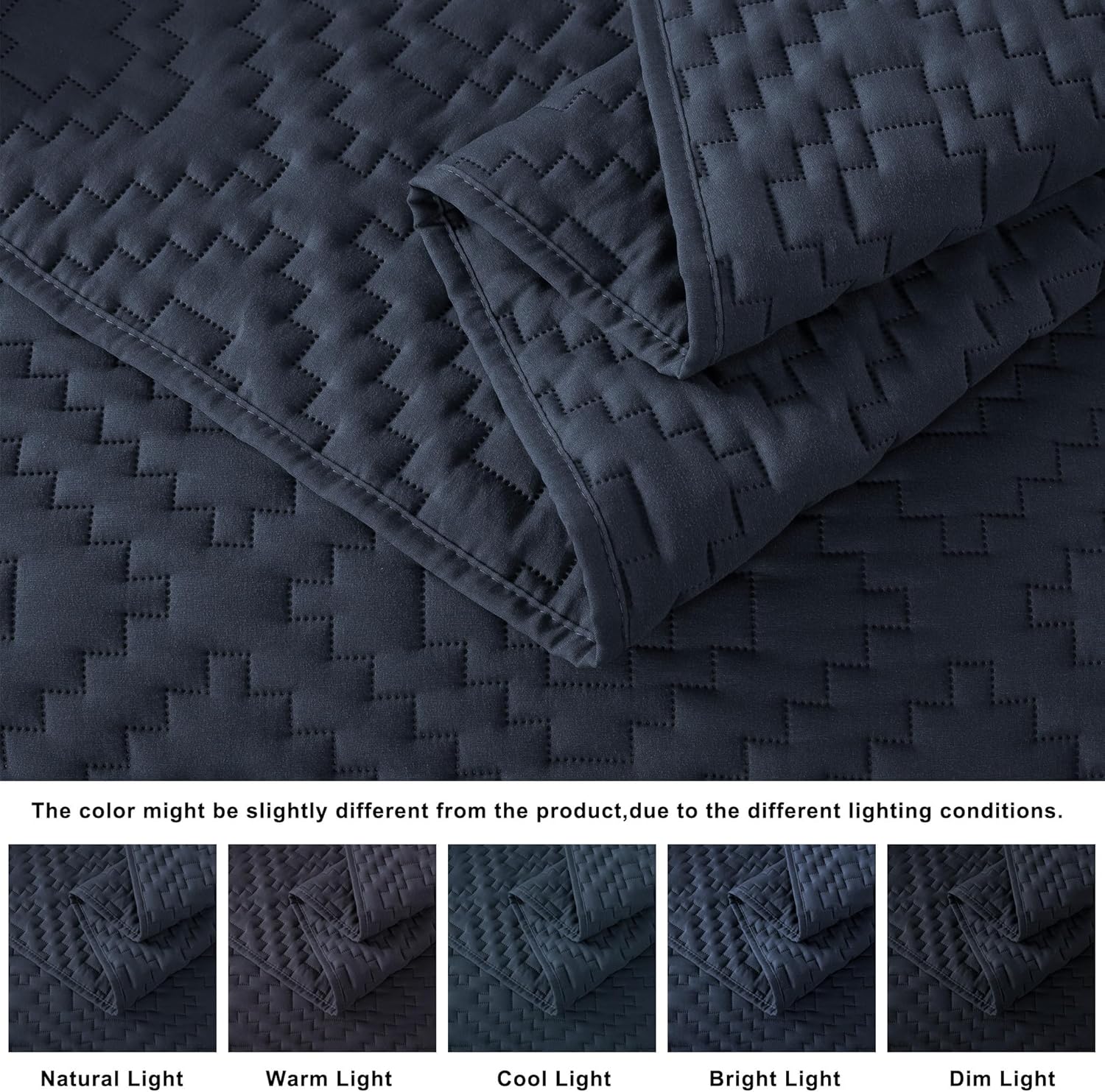 RSHARE Navy Blue Quilt Set with Pillow Sham