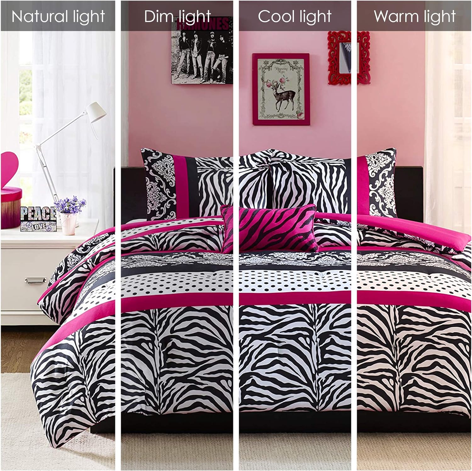 Mi Zone Comforter Set - Zebra Pink 4 Piece