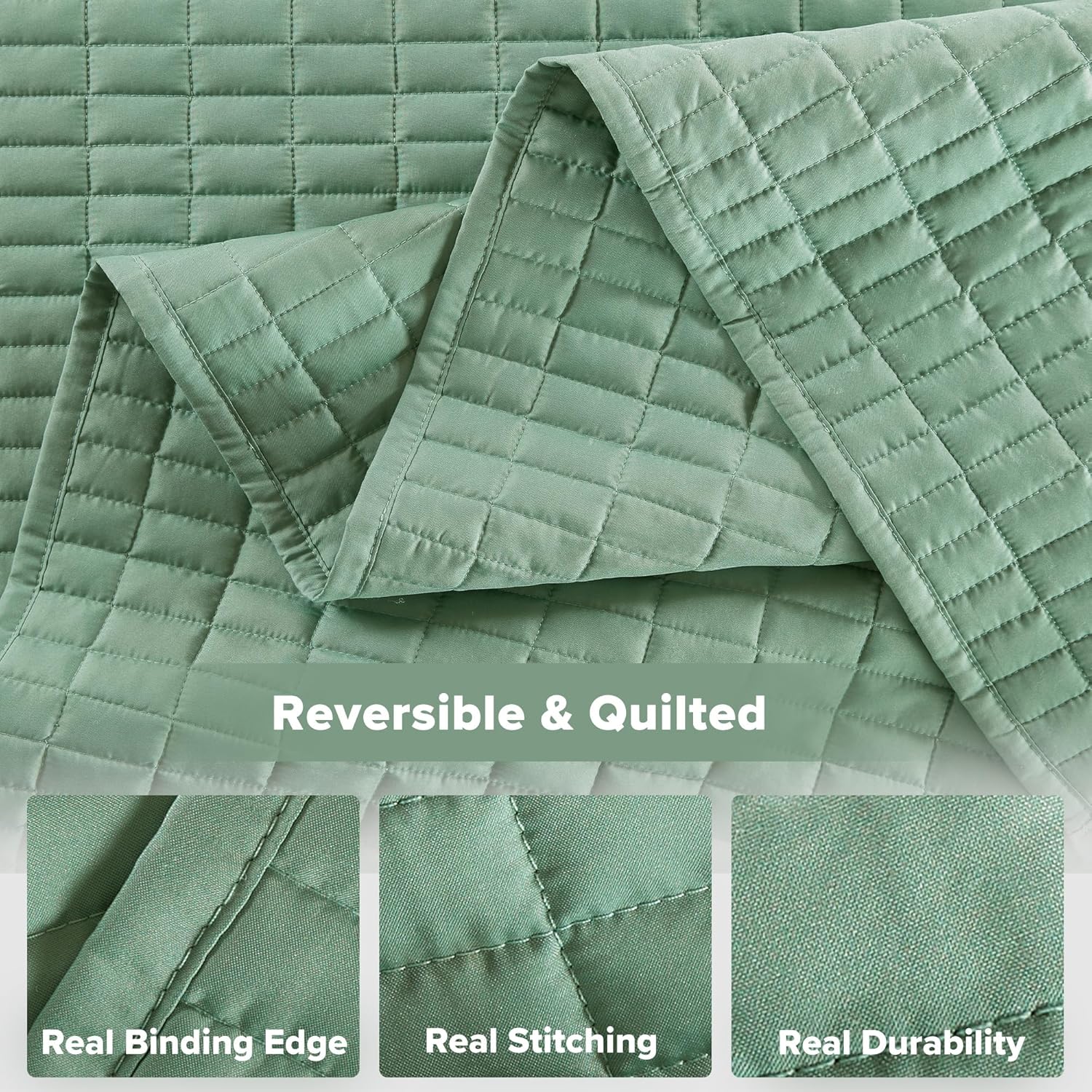 ComfortSpaces Kienna Quilt Set - Lightweight Soft Double Sided 3 Piece