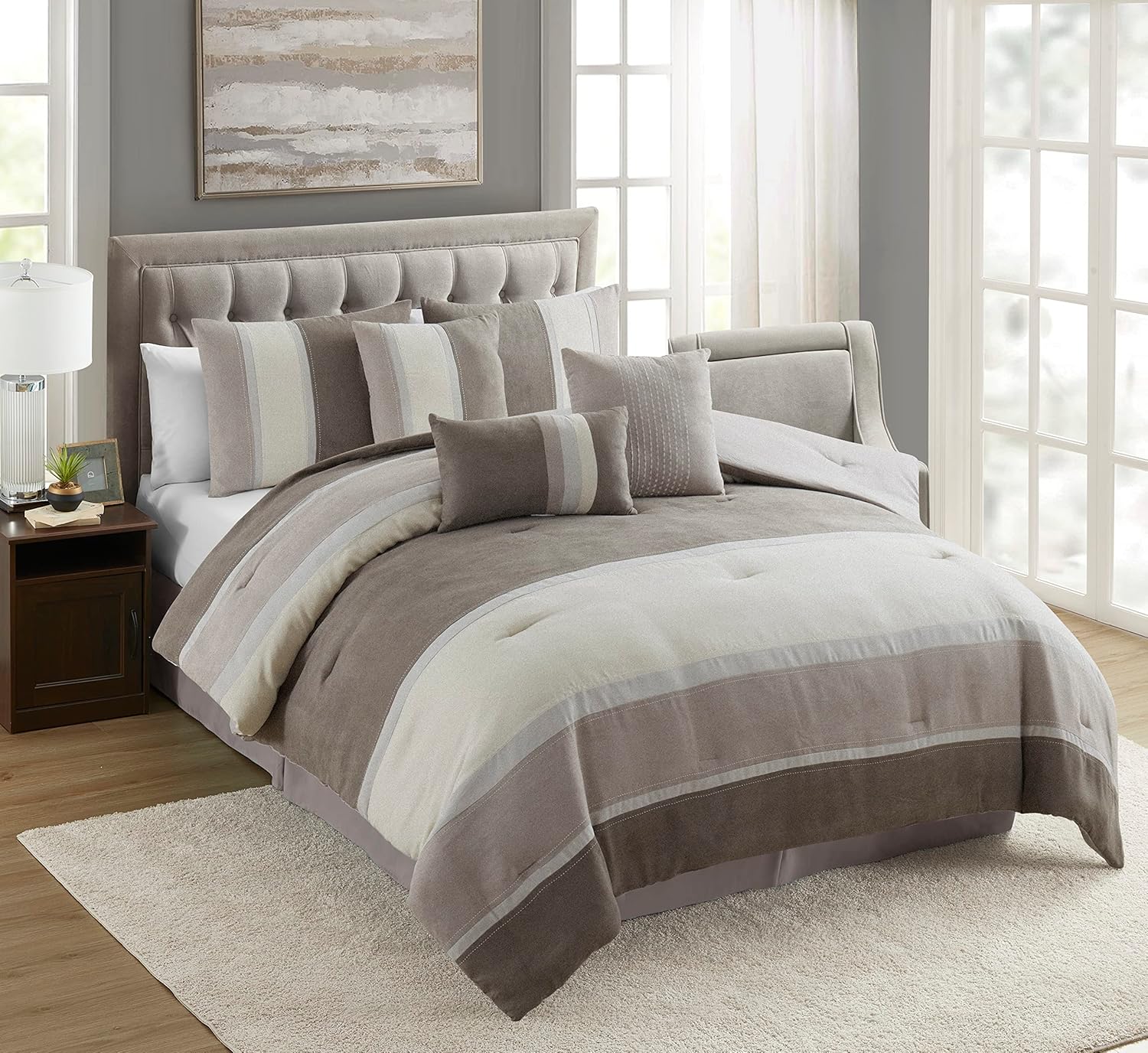 Sweet Home Collection King Comforter Set with Shams Pillows and Bed Skirt