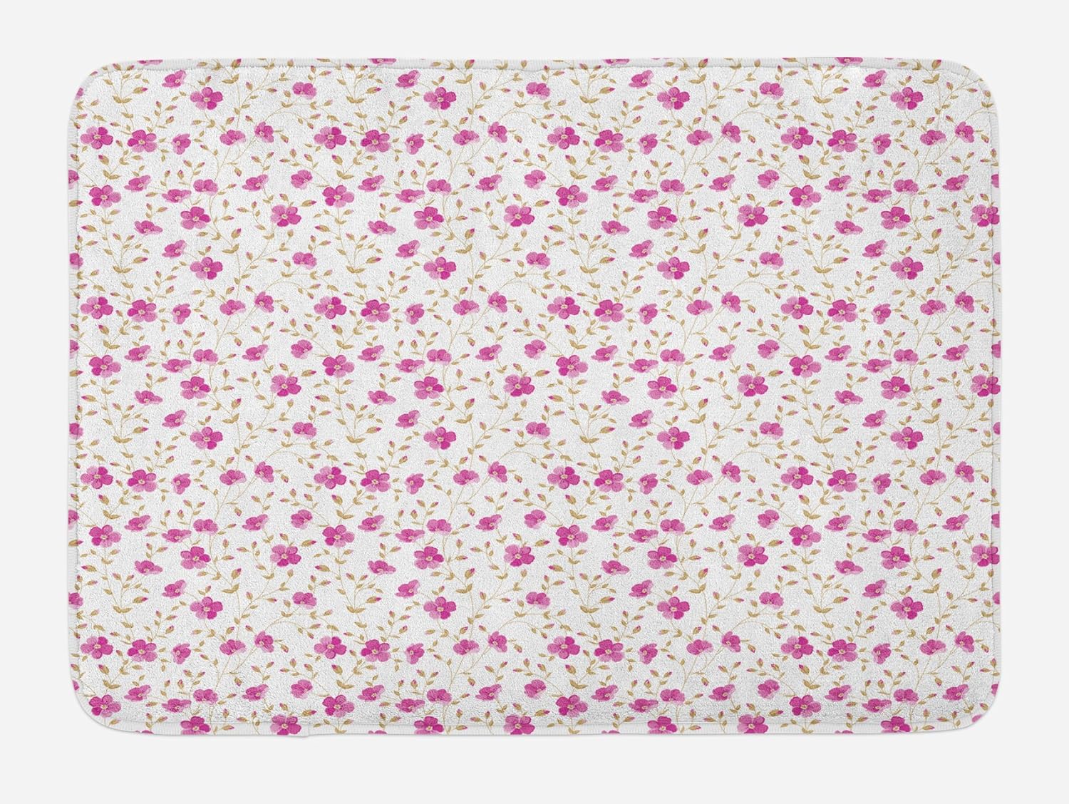 Ambesonne Flower Bath Mat - 302 x 20 Pink Reseda Green
