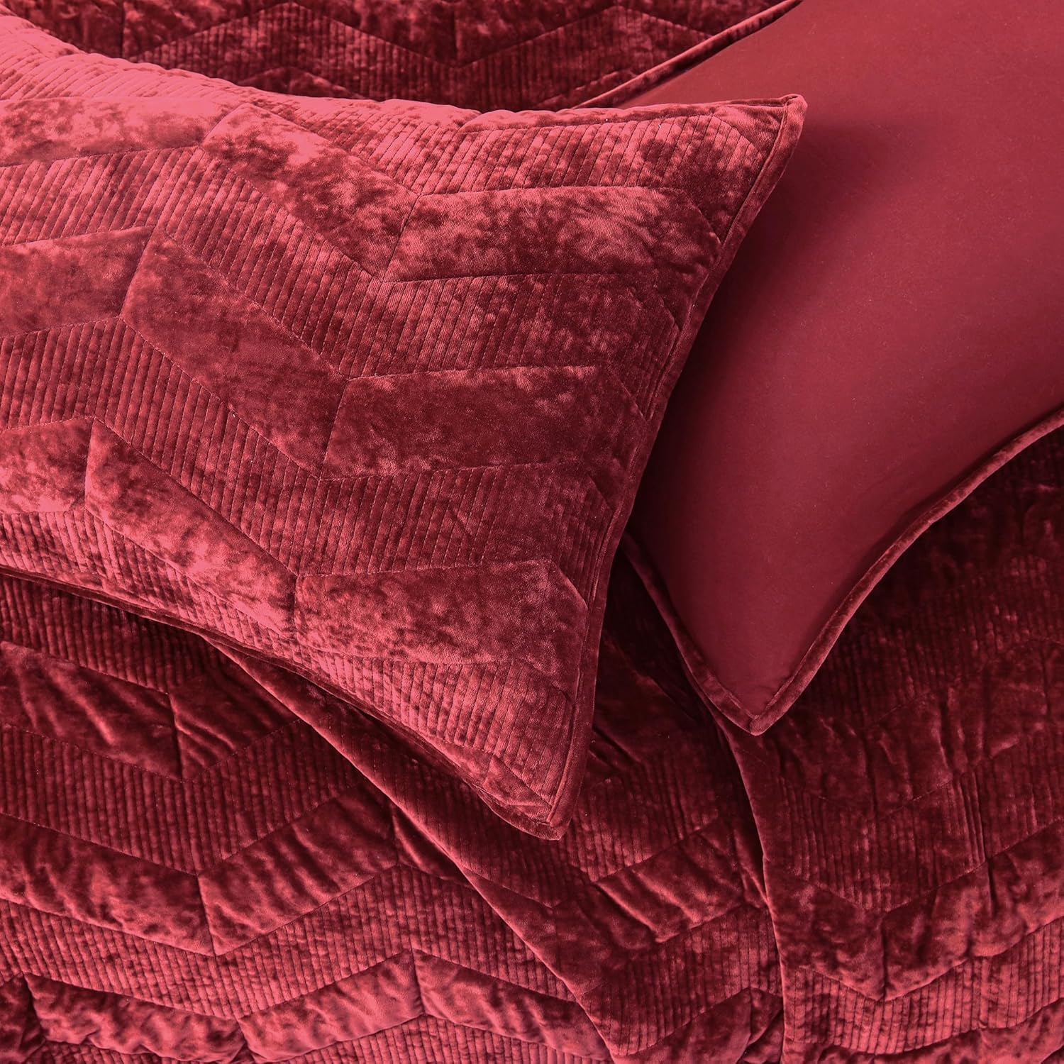 SHALALA Velvet Quilt Set King Size with Geometric Design