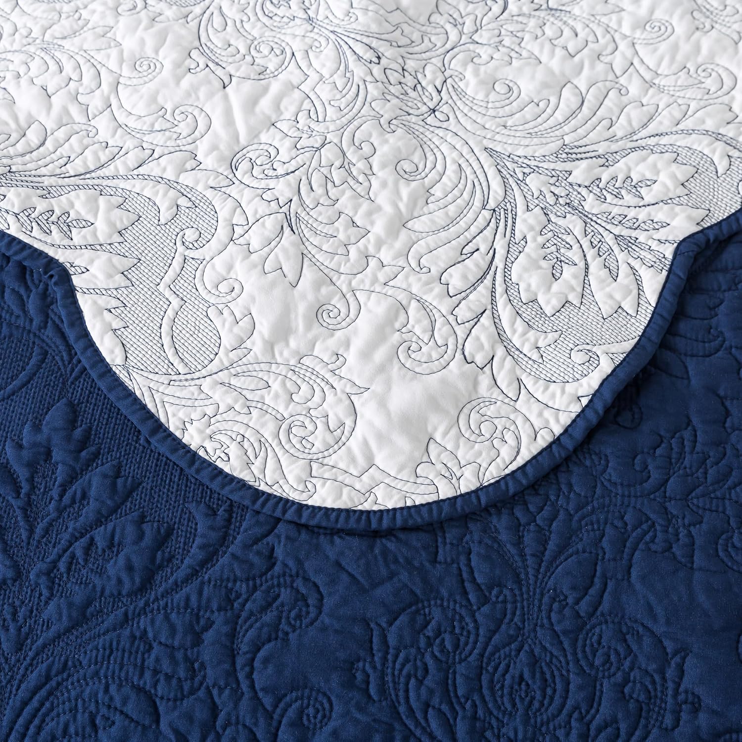 HoneiLife King Quilt Set - Navy Microfiber Bedding 3-Piece