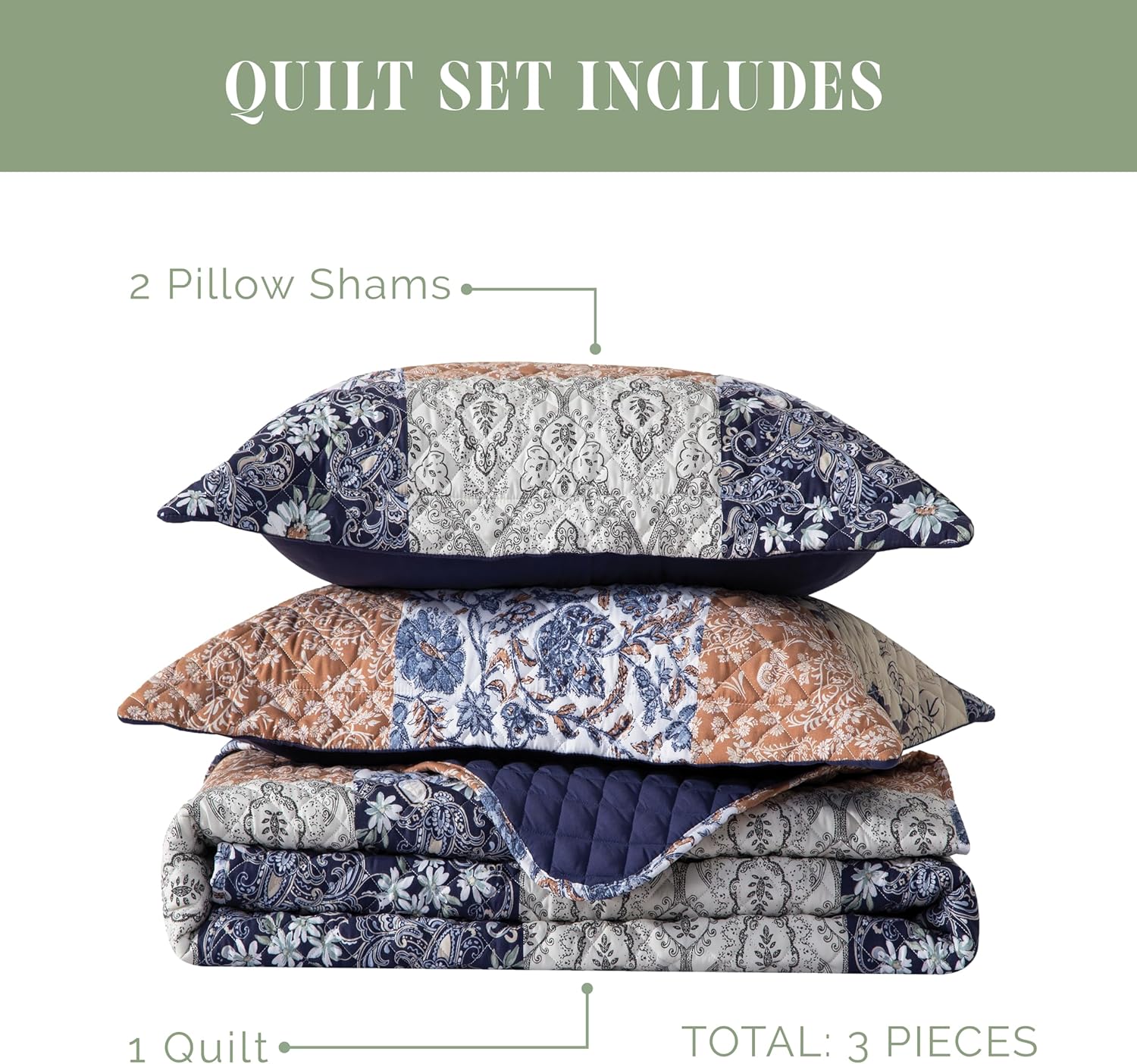 Elegant Comfort King Size Reversible Quilt Set