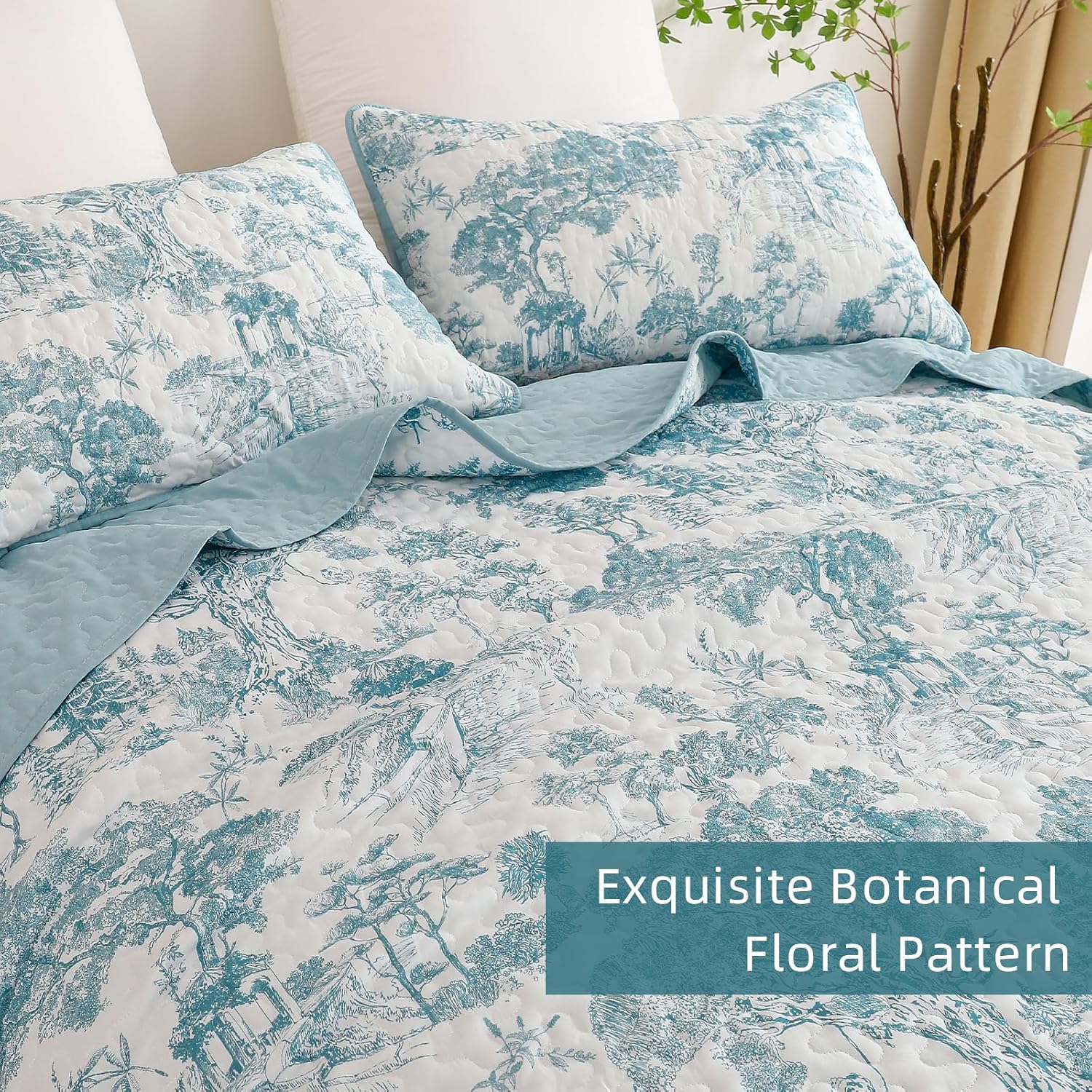 WONGS BEDDING Botanical Quilt Set King Size